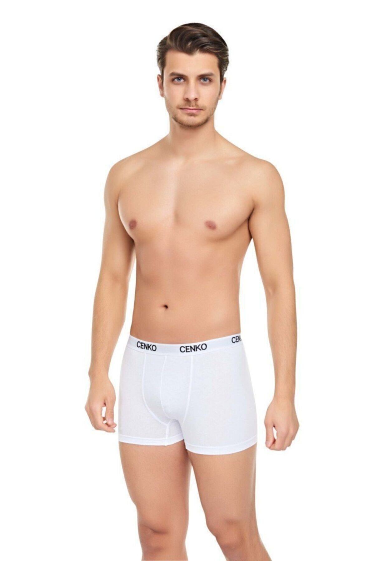 CENKO Erkek Beyaz Likralı Boxer