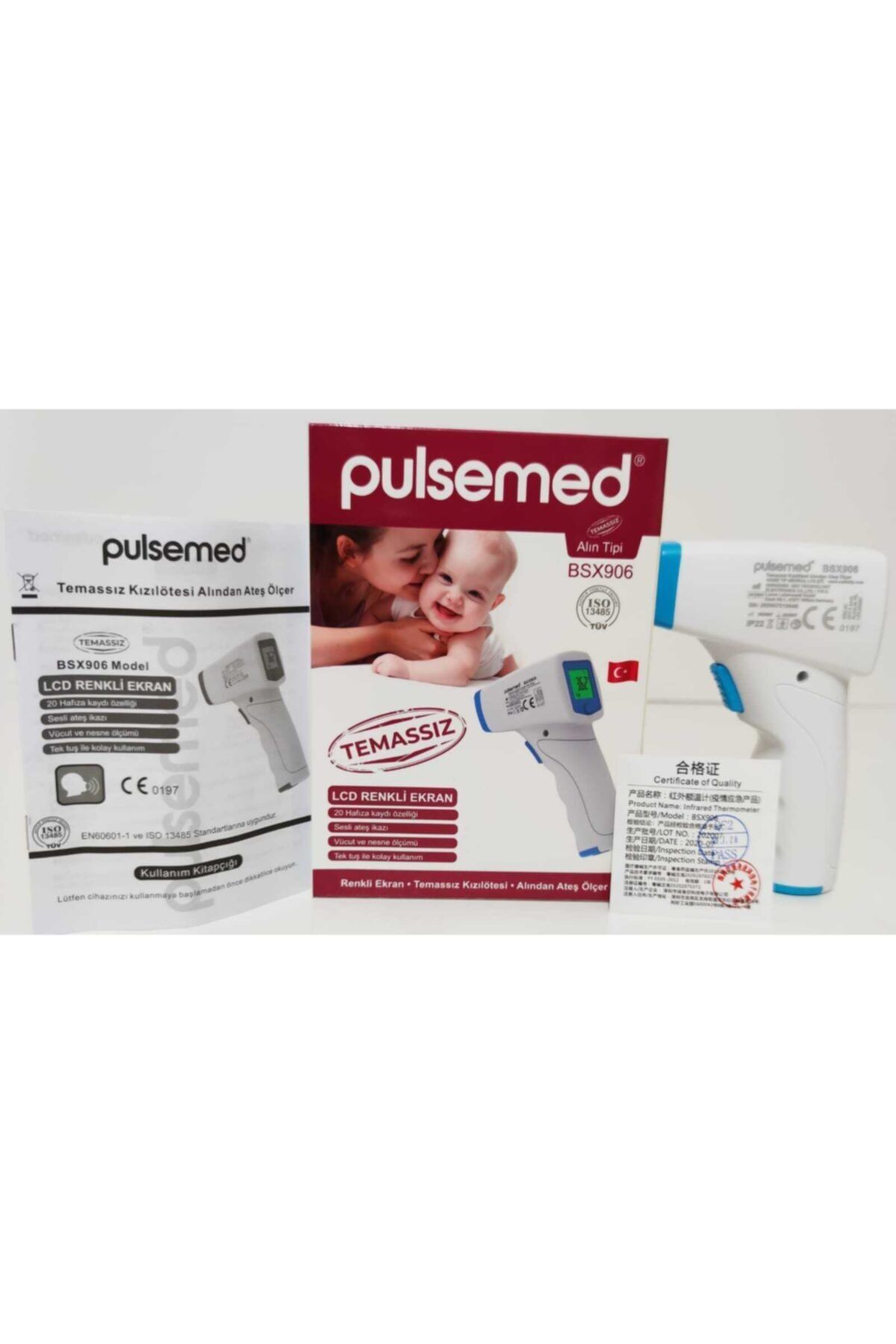 Pulsemed Alından Temassız Ateş Ölçer- Termometre Kızılötesi Uzaktan Temassız Ateş Ölçer-dijital Termometre
