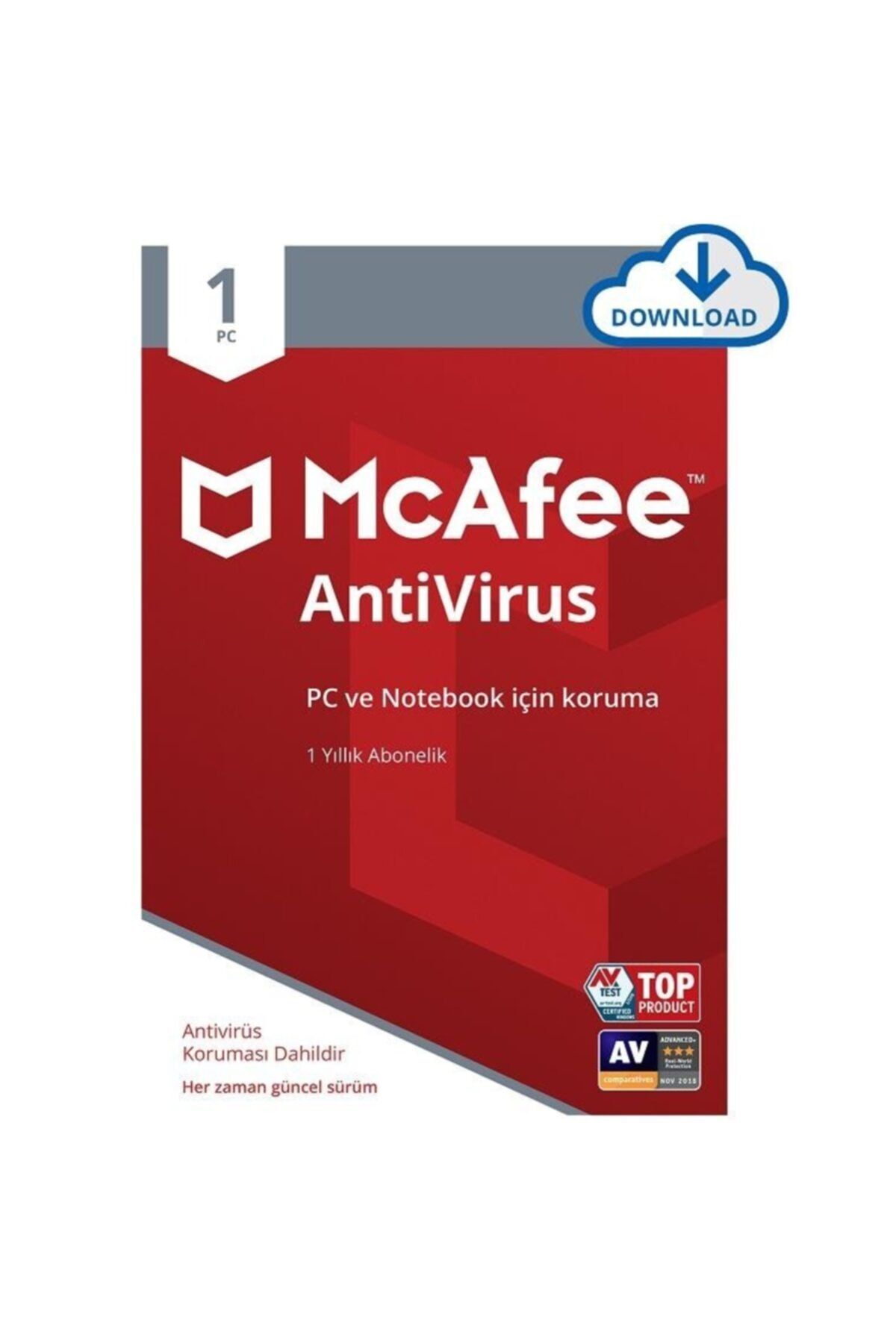 McAFEE Antivirüs 1yıl 1kullanıcı For Windows