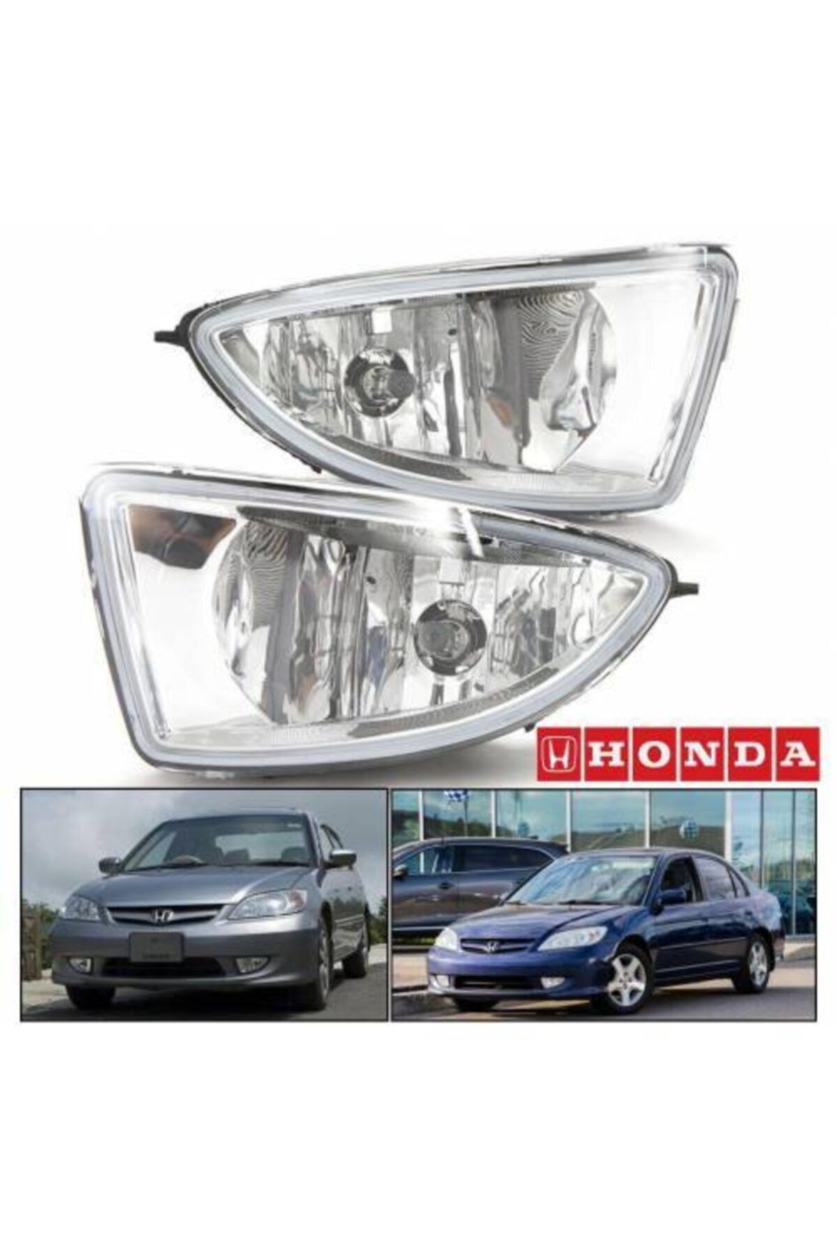 Enva Otomotiv Honda Civic Vtec Sağ + Sol Ön Sis Farı Sis Lambası Seti 2004-2006 (ampullü)
