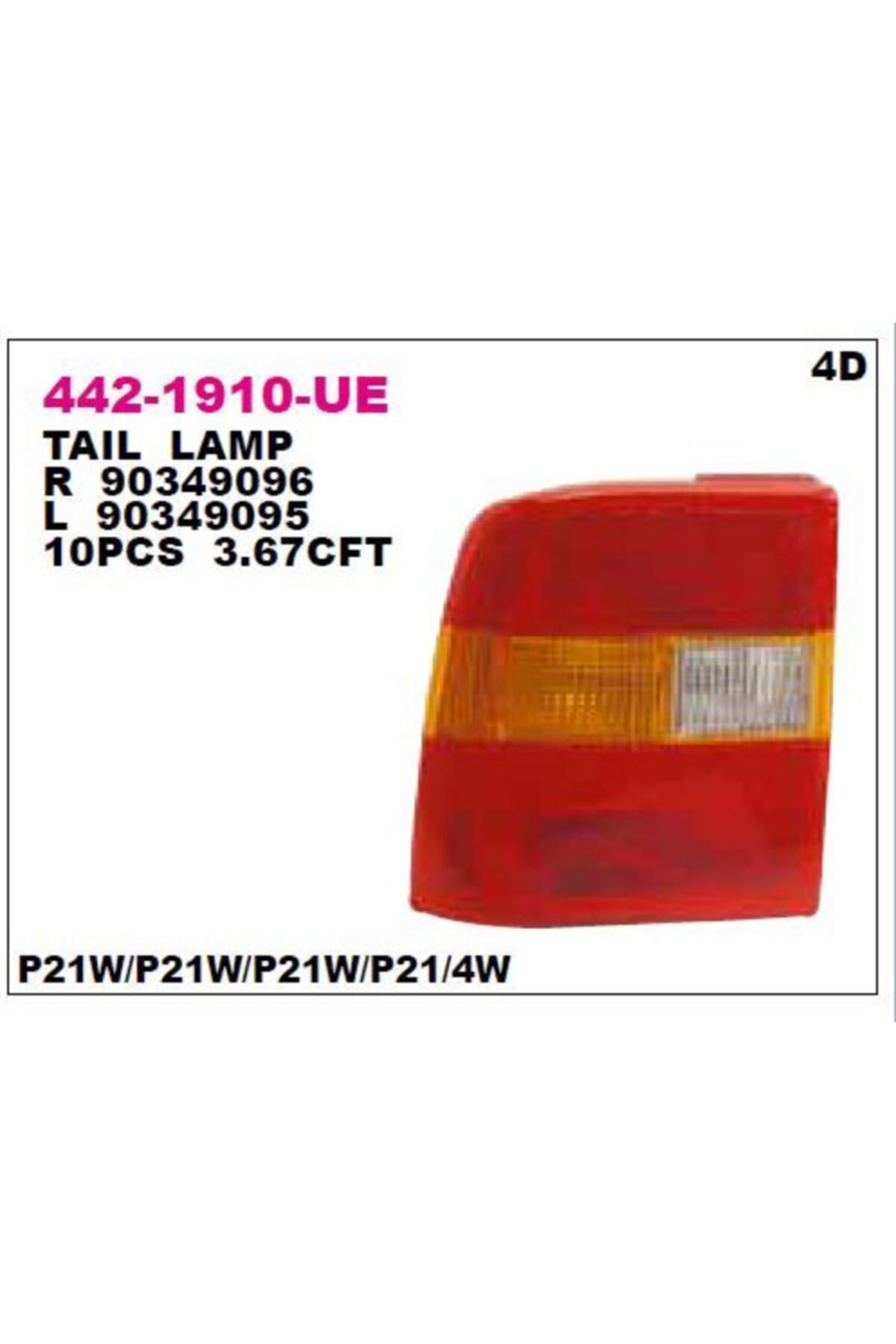 Opel Vectra A Kasa 90-94 Arka Stop Lambası Sağ Depo 4421910