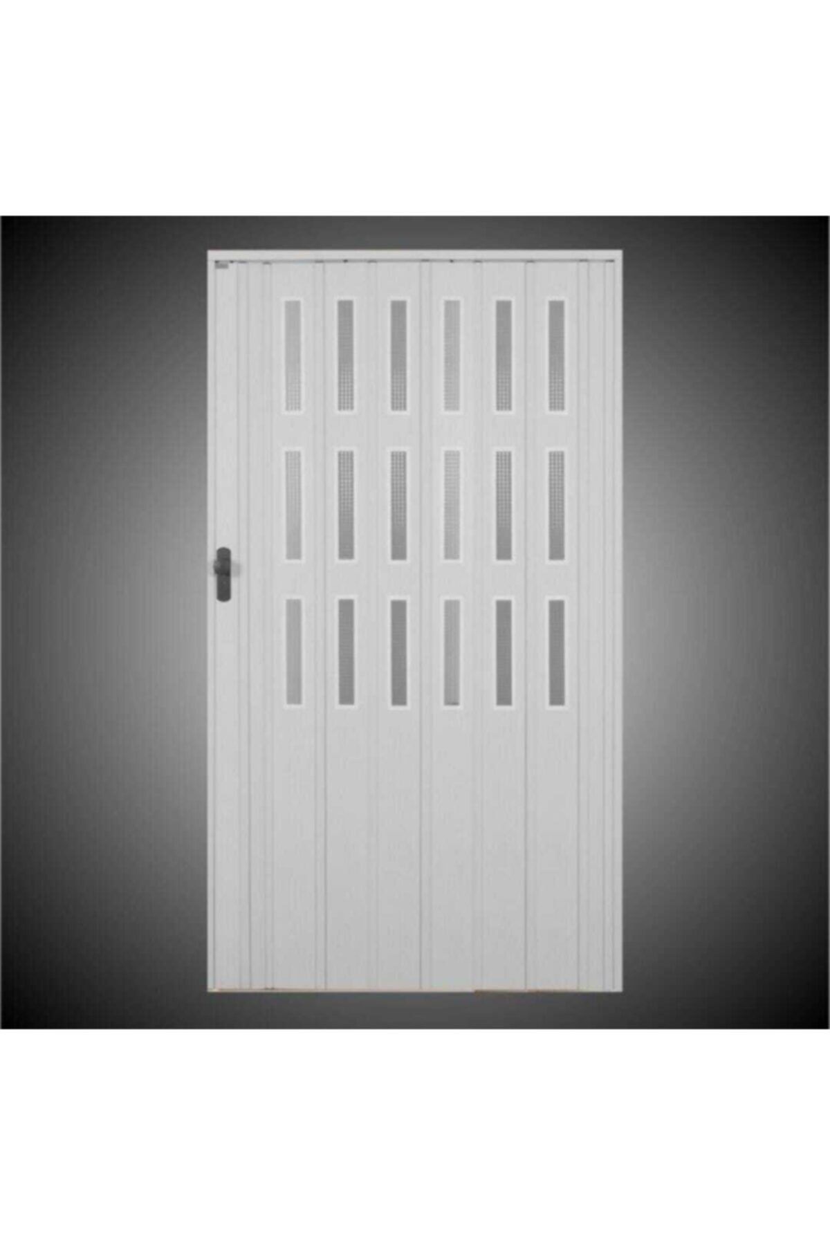 ERİKMANN Akordiyon Pvc Kapı Beyaz Camlı Tek Açılım 147 x 265 cm