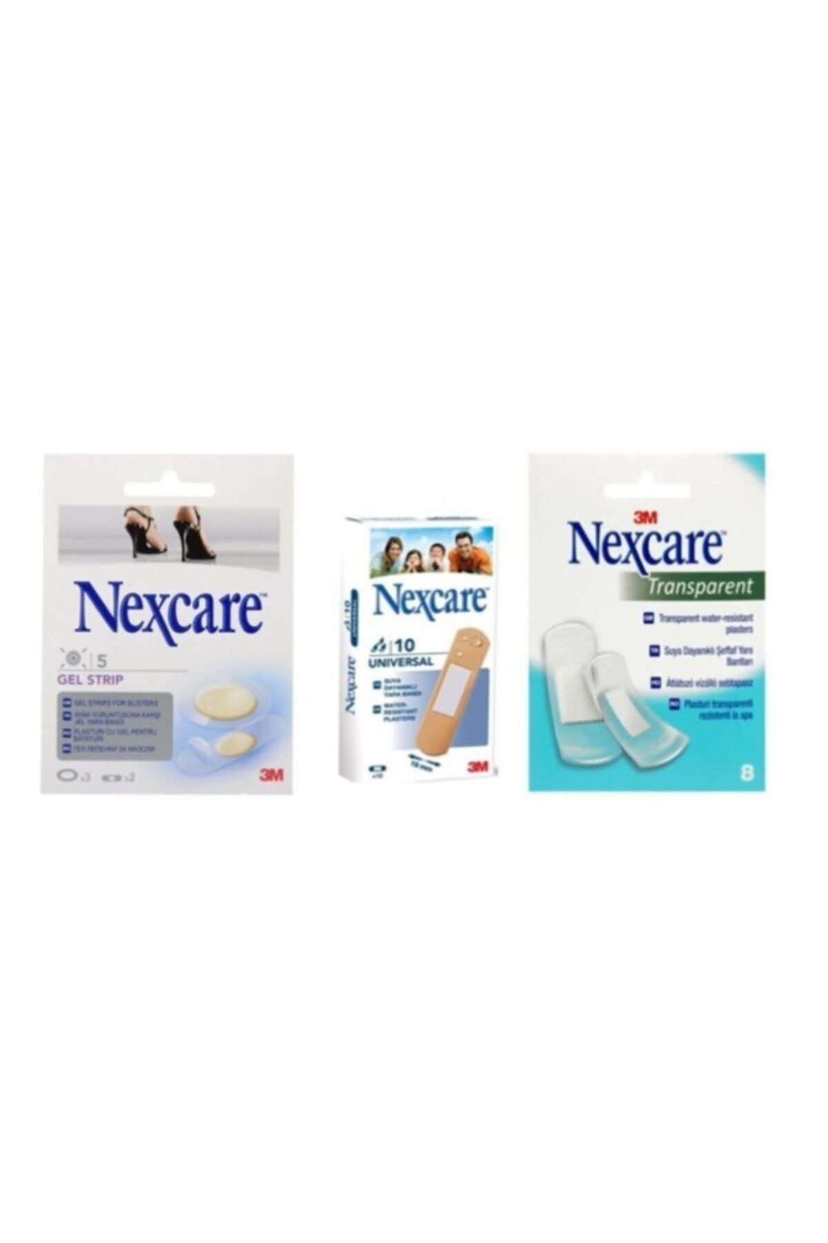 3M Nexcare Transparent 8'li + Gel Strip 5!li + Unıversal Yara Bandı 10'lu