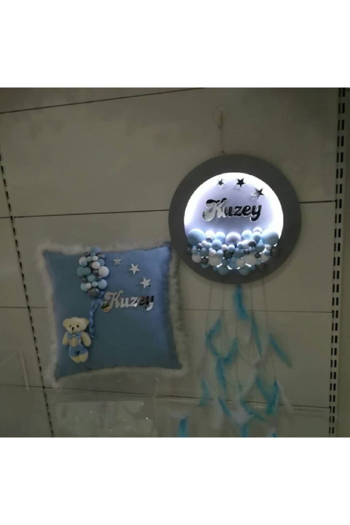 gezer nikah sekeri antrasit gri ahsap bubble led isikli bebek kapi susu ve taki yastigi fiyati yorumlari trendyol