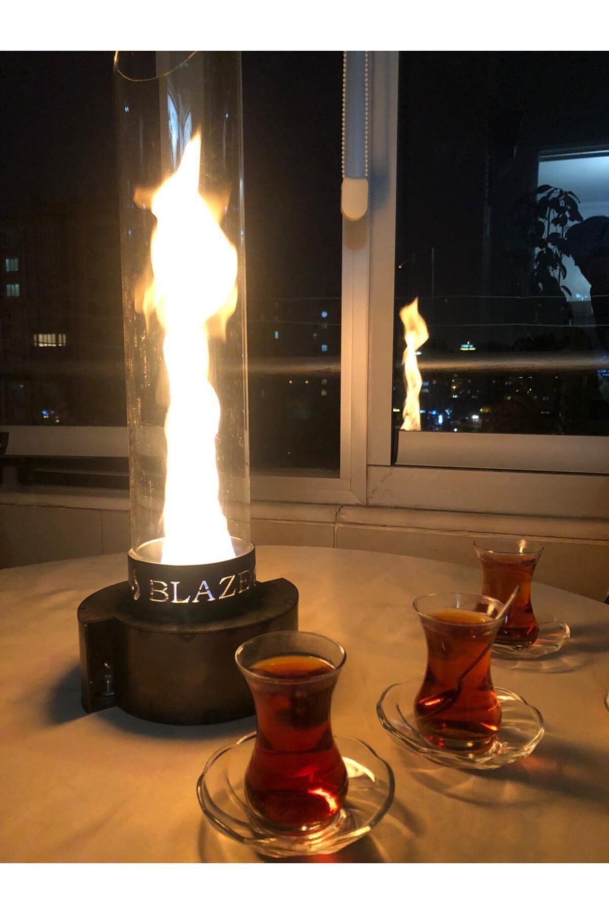 mivela Blaze Masa Üstü Alev Lambası Bio Ethanol Bacasız Portatif Şömine