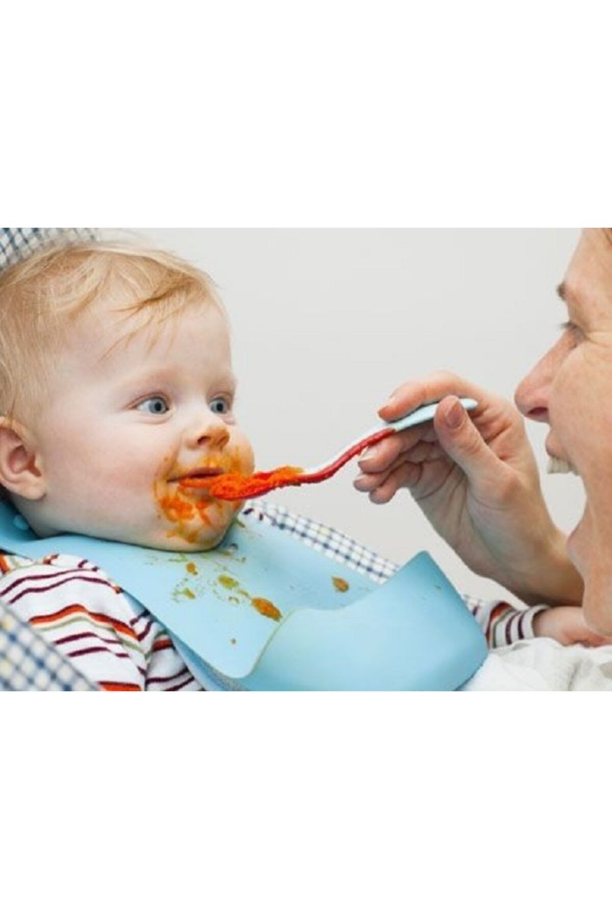 TAYFUN Silikon Hazneli Bebek Mama Önlüğü Mavi