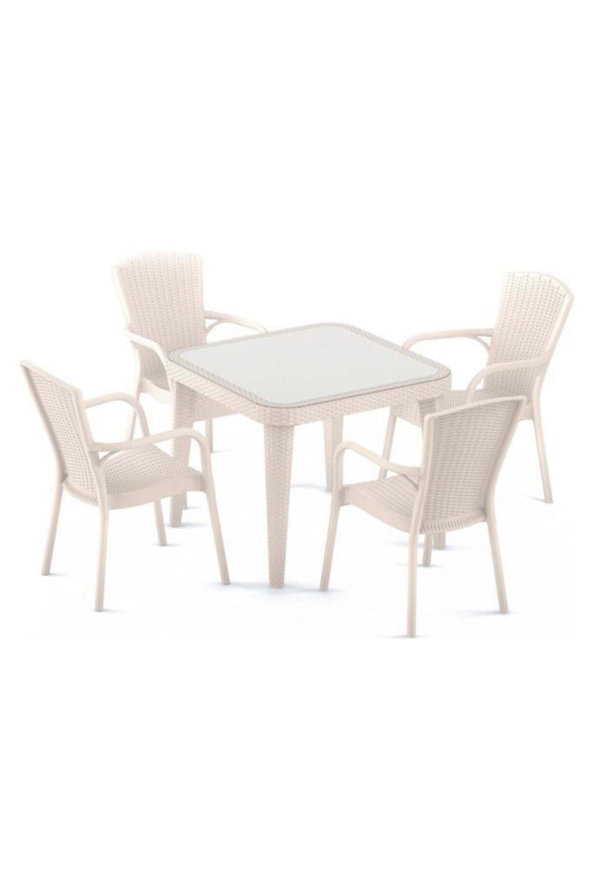 Tilia Mt06 4 Kişilik Camlı Masa Takımı Bahçe Balkon Seti