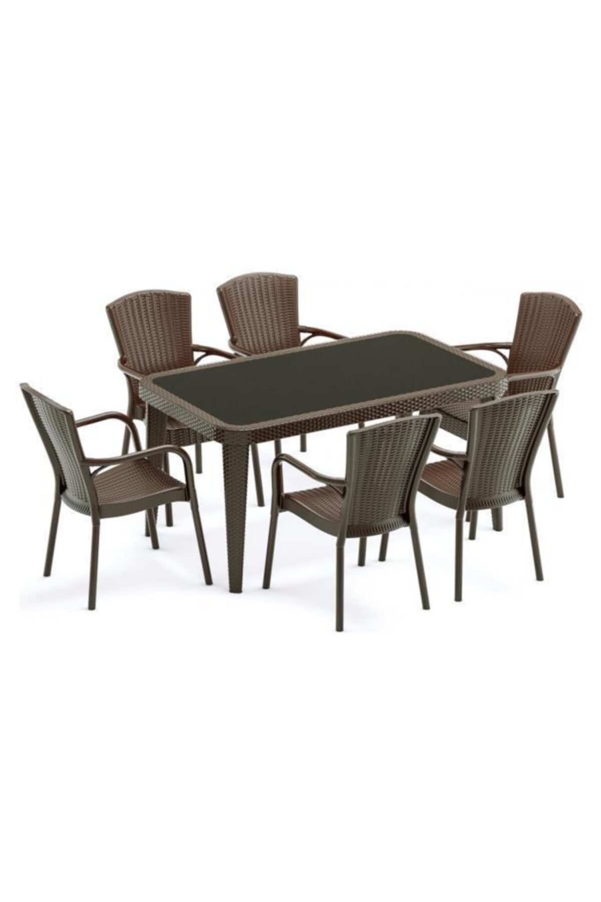 Tilia Mt03-c 6 Kişilik Camlı Masa Takımı Bahçe Balkon Seti