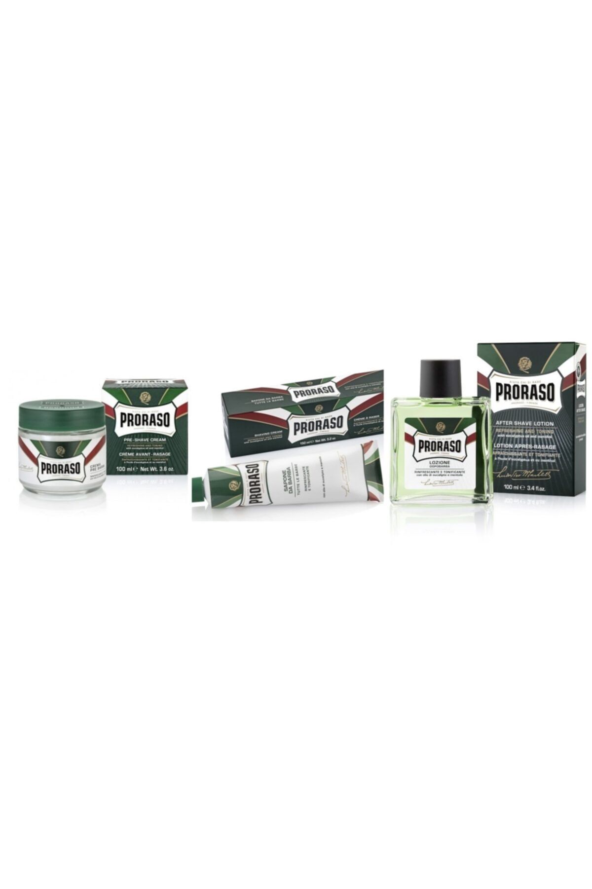 Proraso Okaliptüs Yağı Ve Mentollü Tıraş Öncesi Kremi + Tıraş Kremi 150 Ml + Tıraş Losyonu 100 Ml