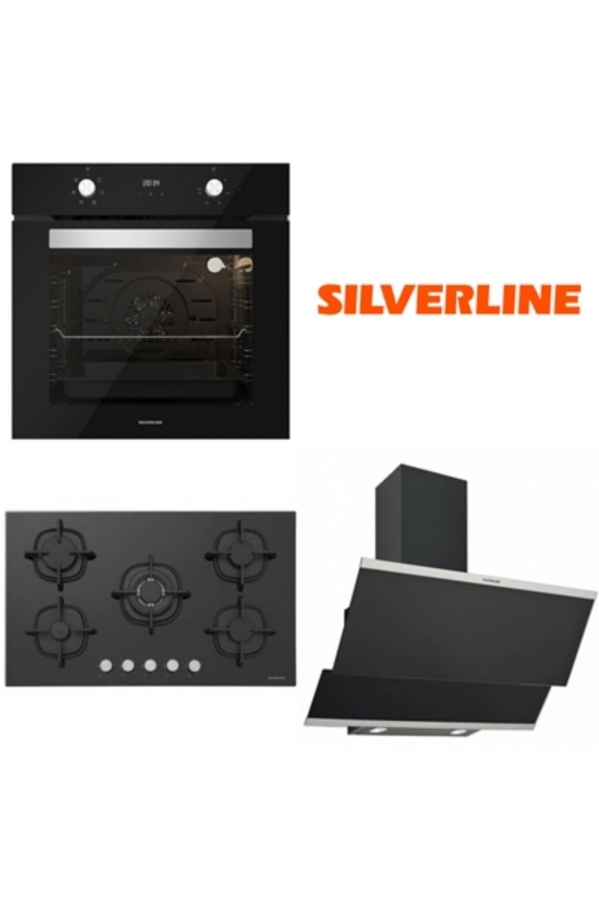 Silverline Siyah Cam Ankastre Set Bo6502b02 - Cs5363b01 - 3420 Classy 90 Cm