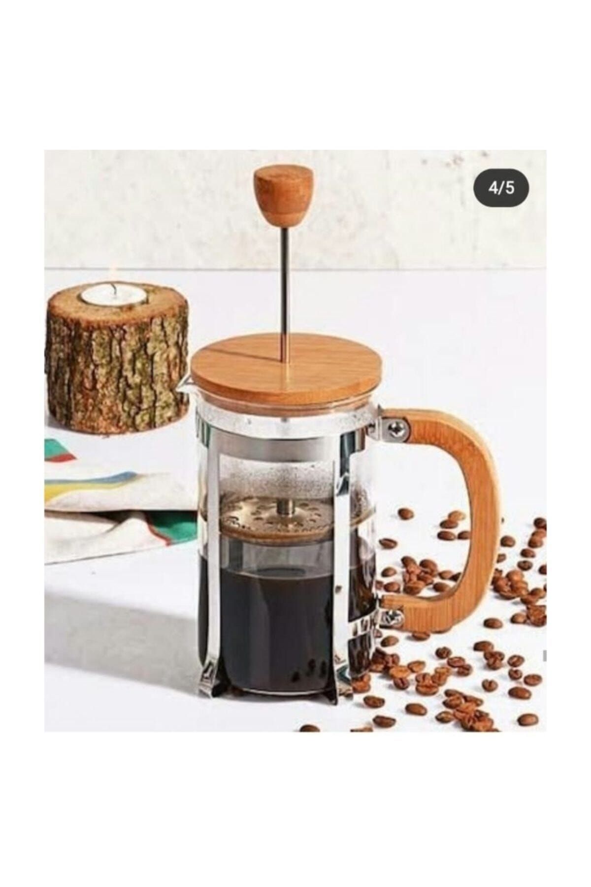 İthal Bambu French Press 350 Ml Ahşap