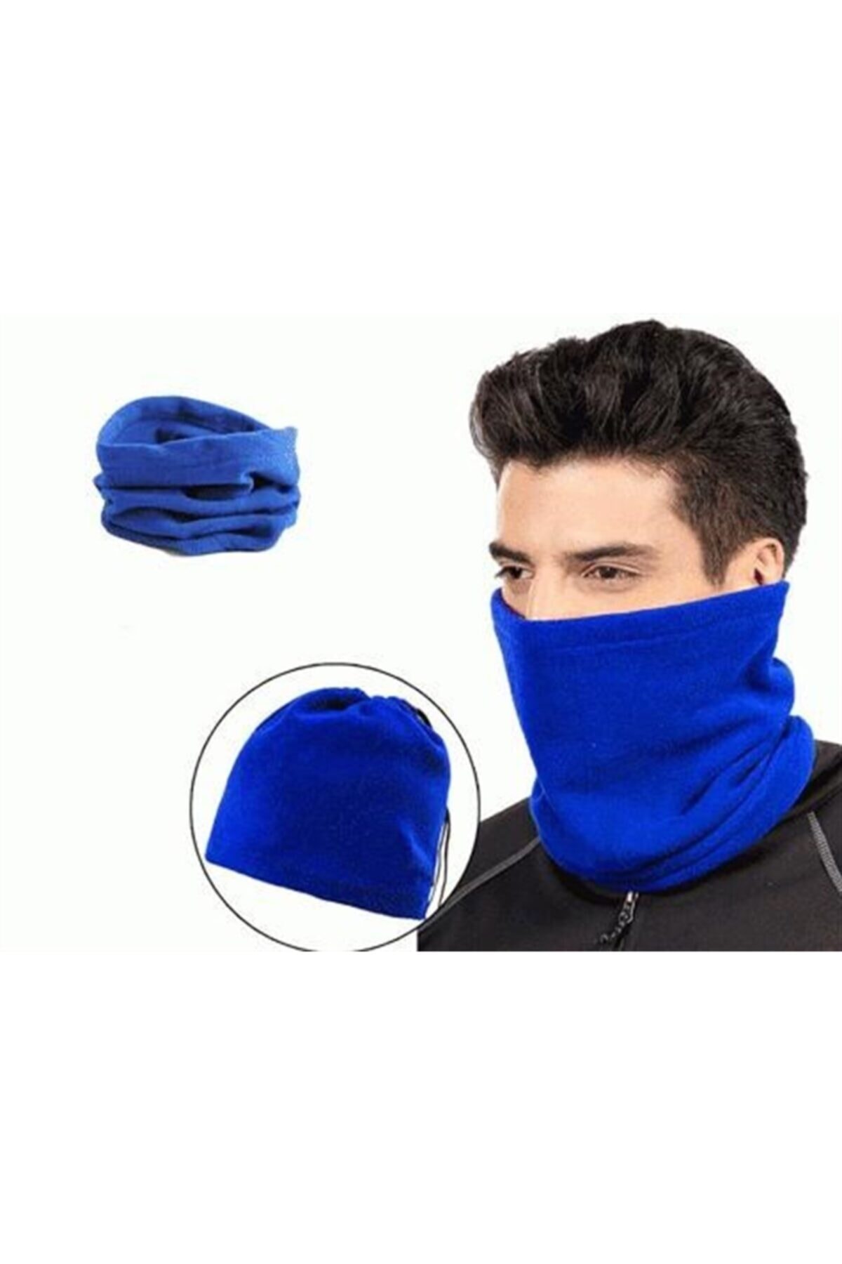 Minerva Mavi Renkli Bere Terletmez Kumaşlı Unisex Polar Bere Boyunluk