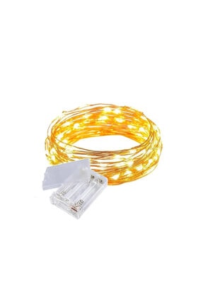 Tel Led Pilli 5 metre 50 Led Süs Sarı Işık Dekorotif Led Işık Image 2