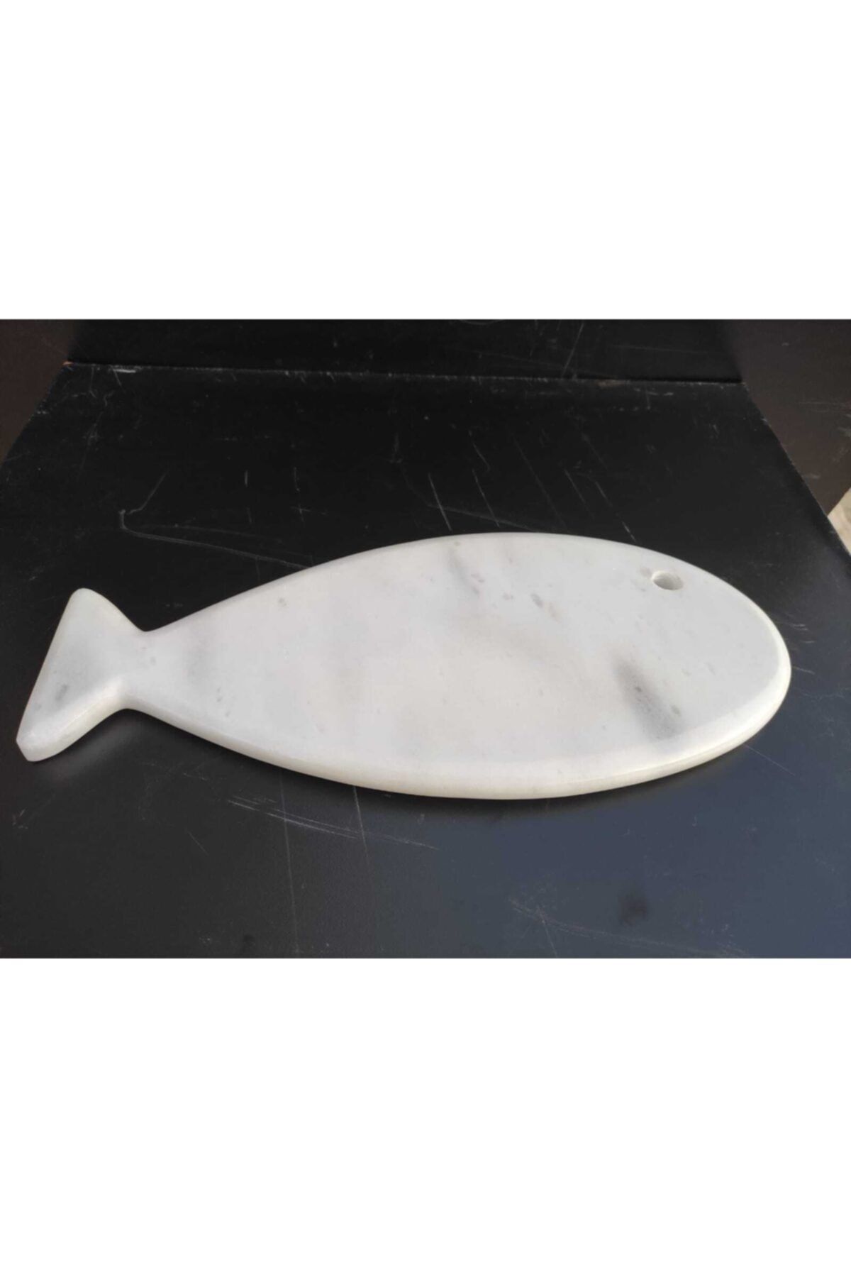 Polen Stone Beyaz Mermer Balık Tasarım Kesme Taşı - 40cm