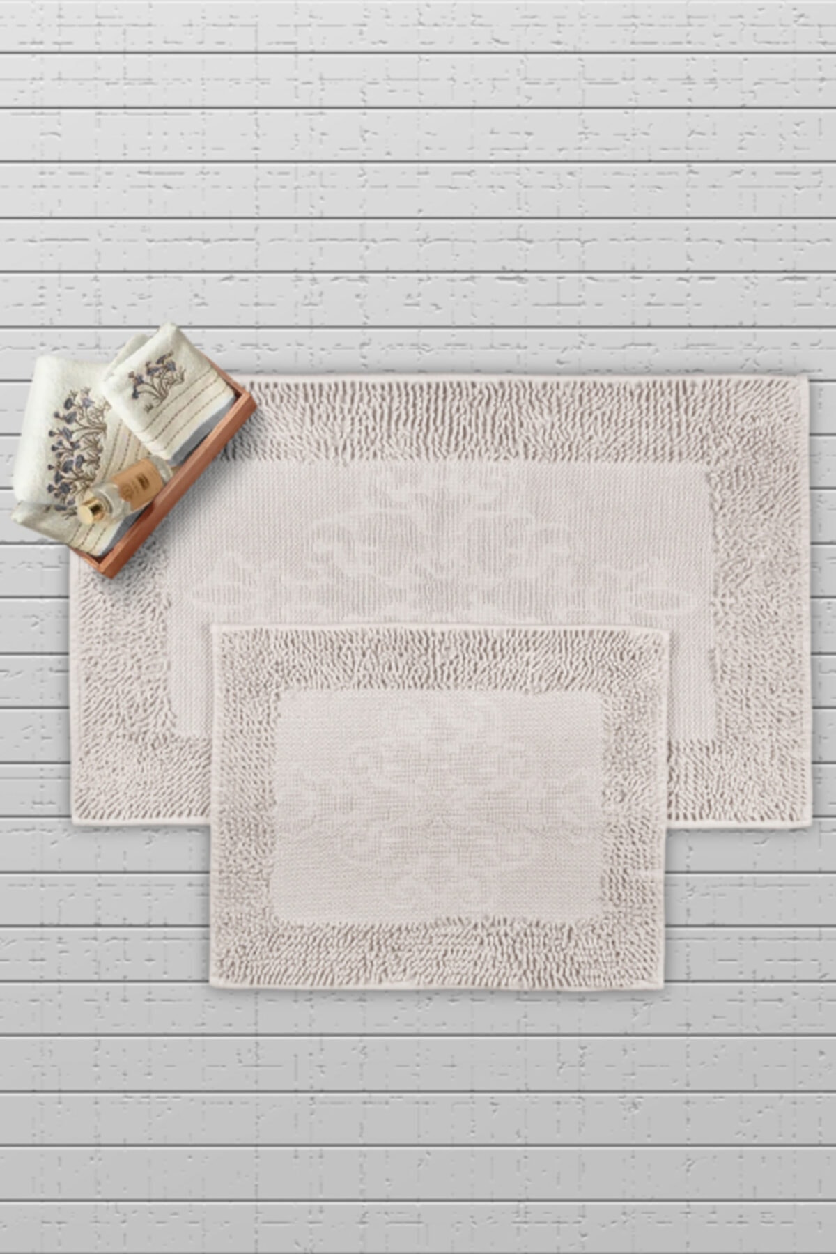 Bluenity Madrid Pamuk 2'li Banyo Paspası 60x100 - 50x60 Cm