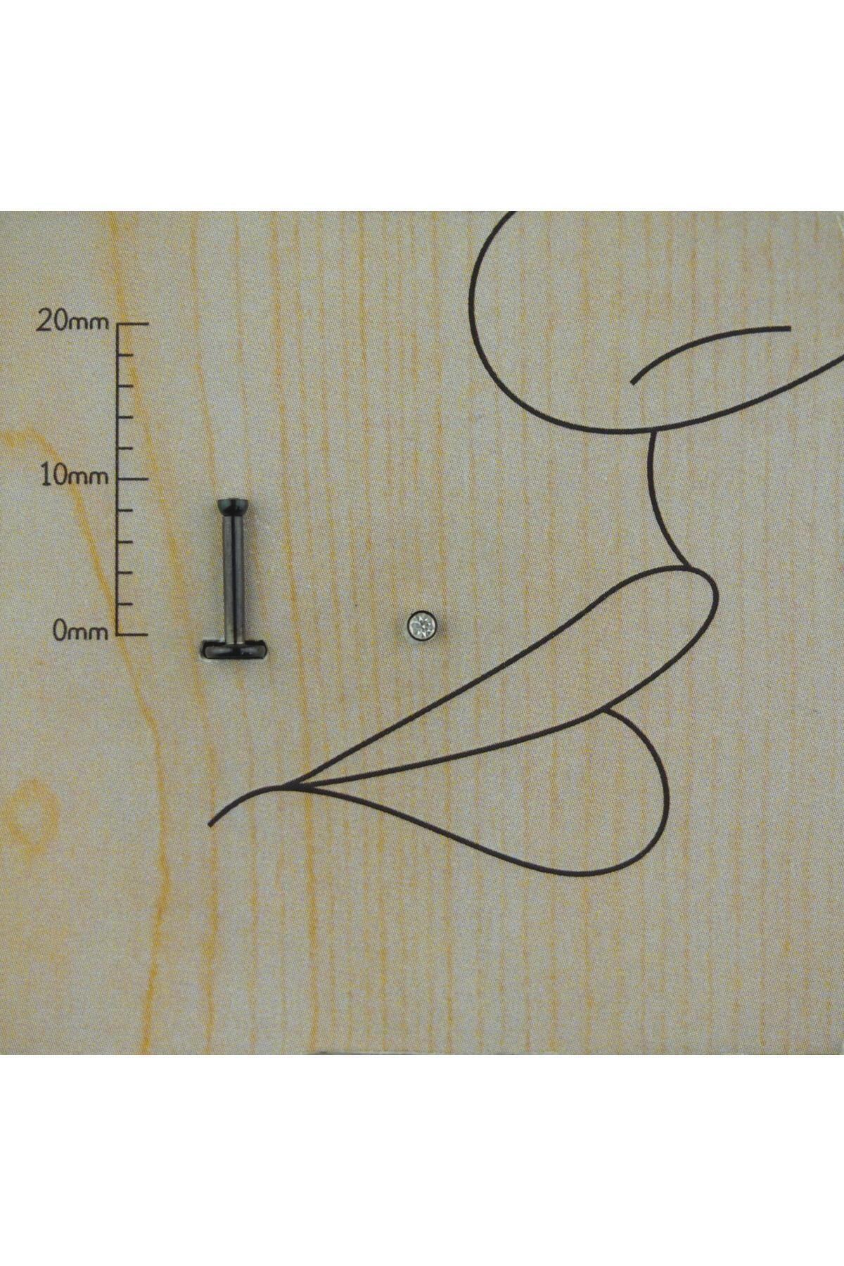 Abuksubukşeyler Cerrahi Çelik Zirkon Taşlı Dudak Tragus Piercing 8 Mm