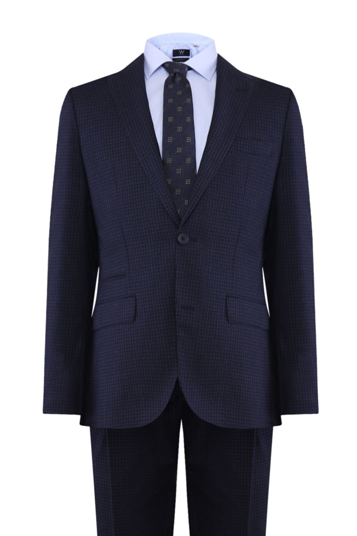 W Collection LACİVERT MİNİ KARELİ TAKIM ELBİSE