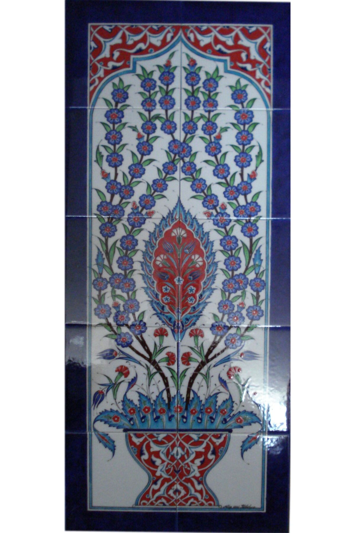 Armada Çini 40x100 Cm Ed 706 Mavi Göbekli Eldekoru Çini Pano