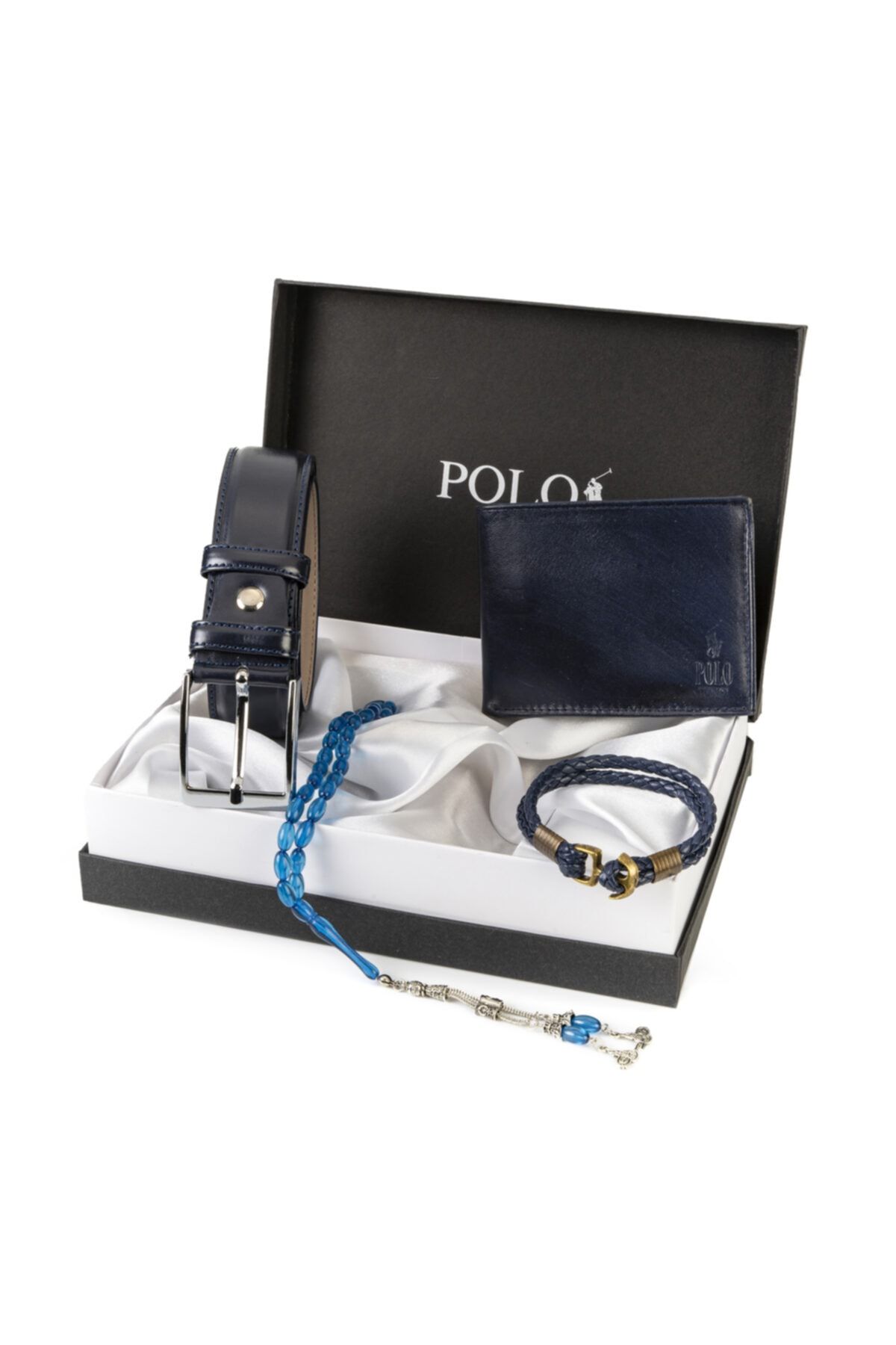 POLO LONDON Deri Cüzdan Kemer Tespih Bileklik Seti Pl5056