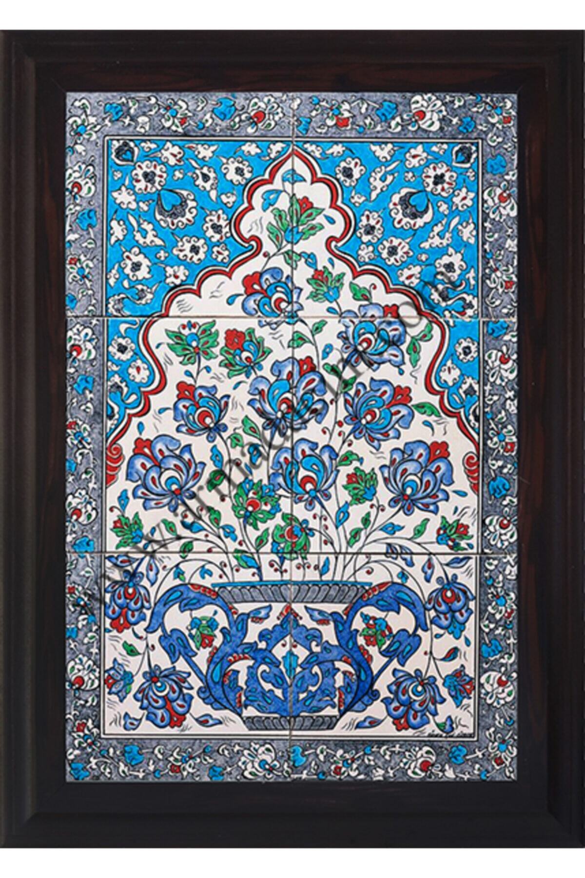 Armada Çini 40x60 Cm Ed 607 Mavi Saksılı Eldekoru Çini Pano