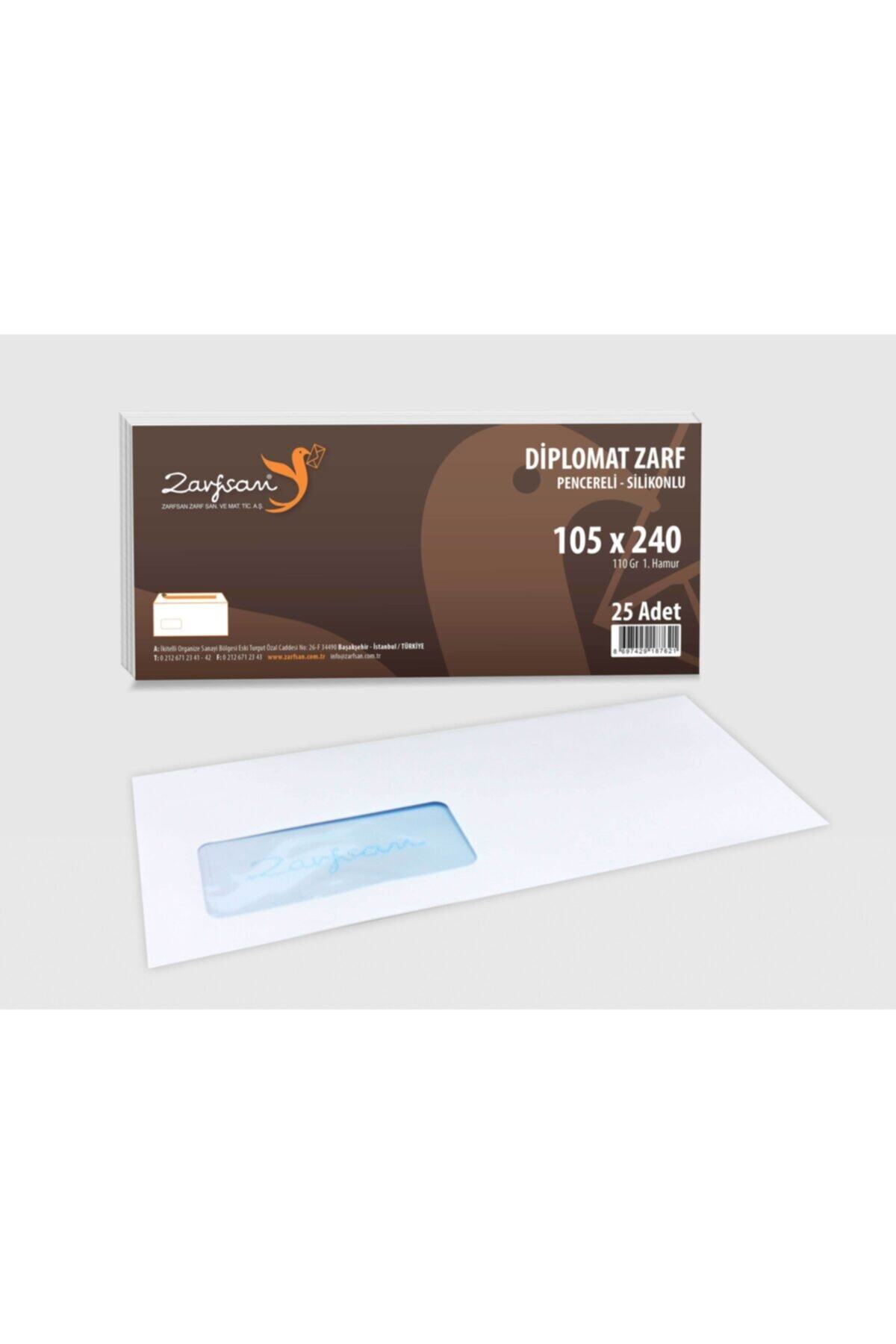 Zarfsan Diplomat Zarf Pencereli 10,5x24 110 Gram 1.hamur 25 Adet
