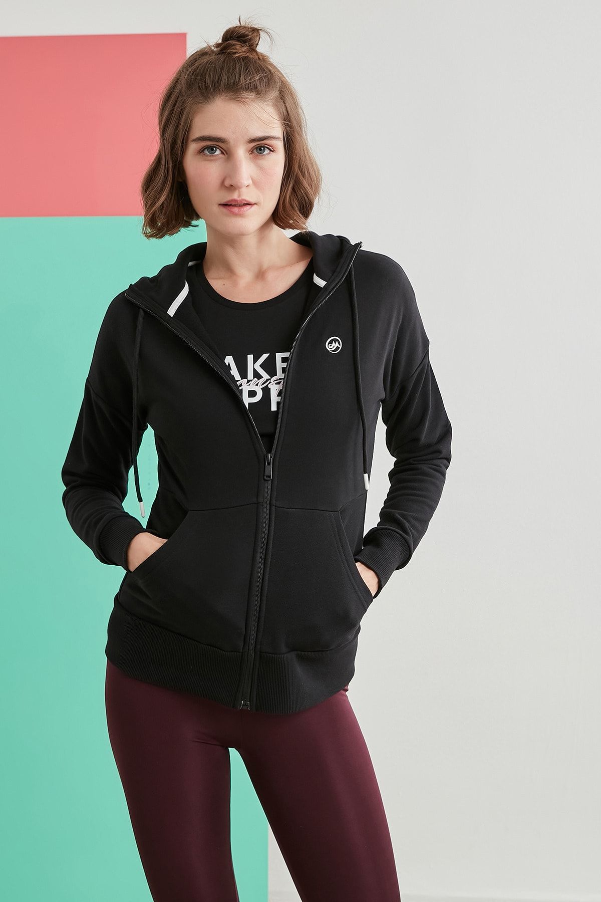 MOONSPORTS Kadın Siyah Clara Zip Hoodie