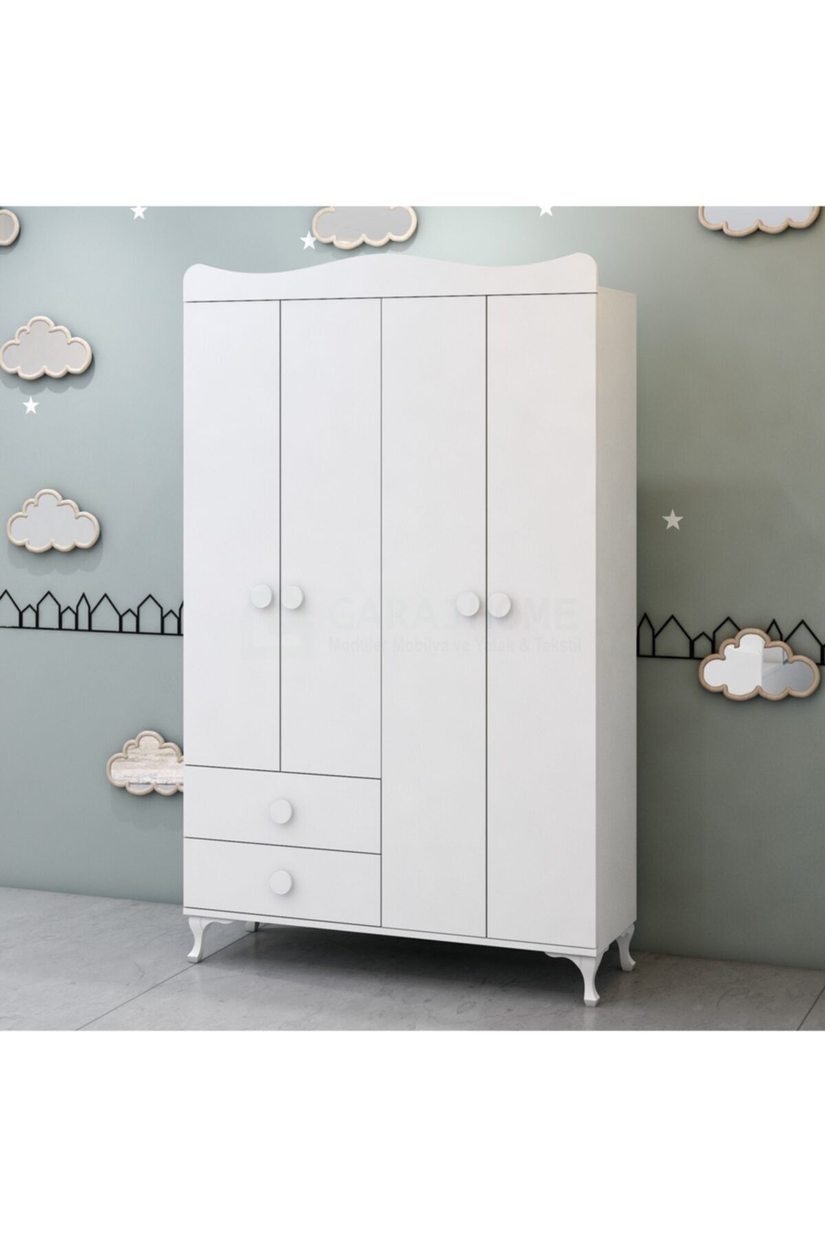 Garaj Home Yıldız 4 Kapaklı Dolap - Beyaz