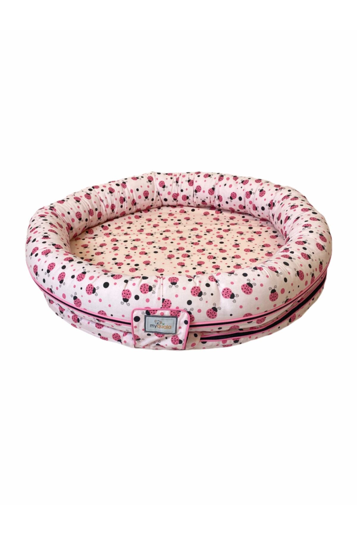 Myquala Uğurböceği Desenli Pembe Oyun Parkı Yatak 80x80 Cm