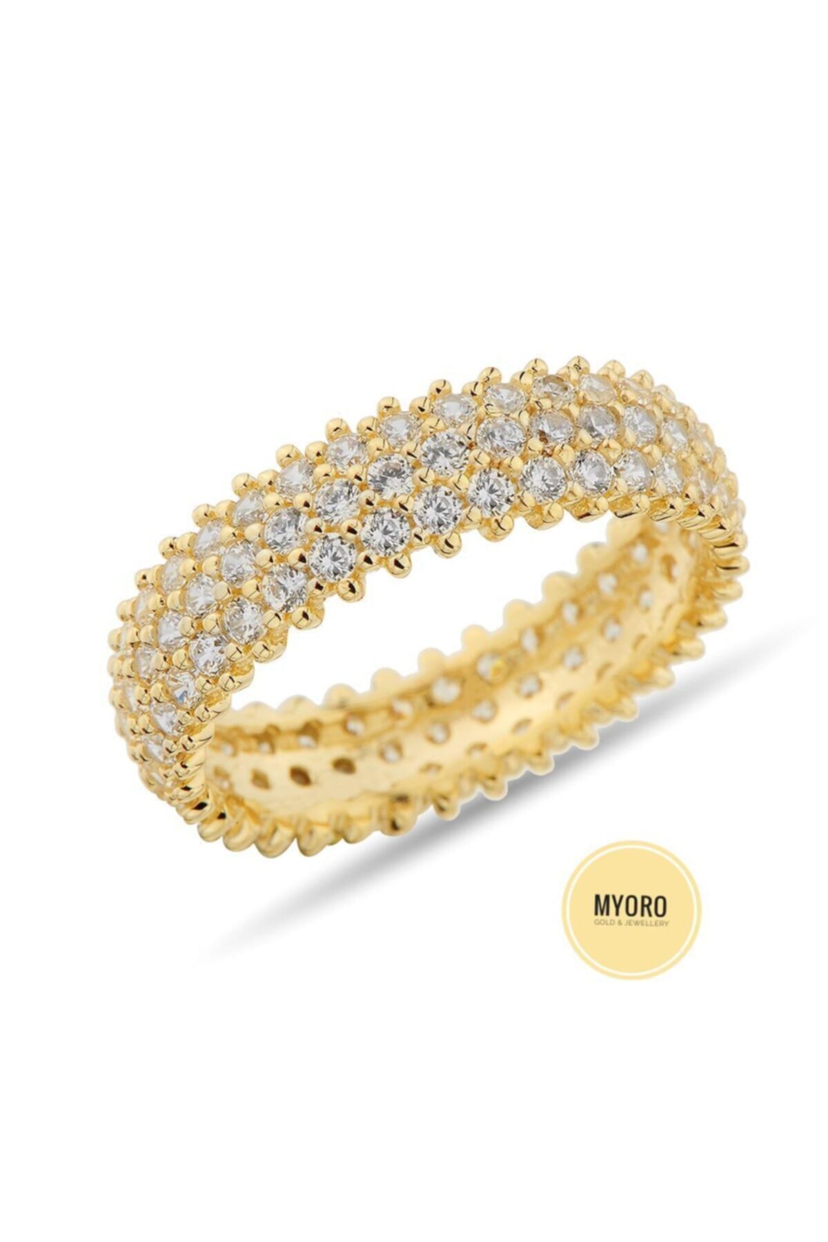 myorogold 14 Ayar Altın Üç Sıra Tamtur Yüzük