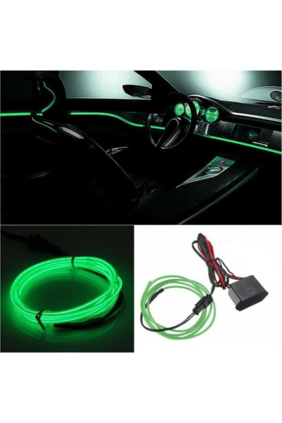 Techmaster Araç Içi Torpido Şerit Ledi Renkli Ip Neon Led 5 Metre Yeşil