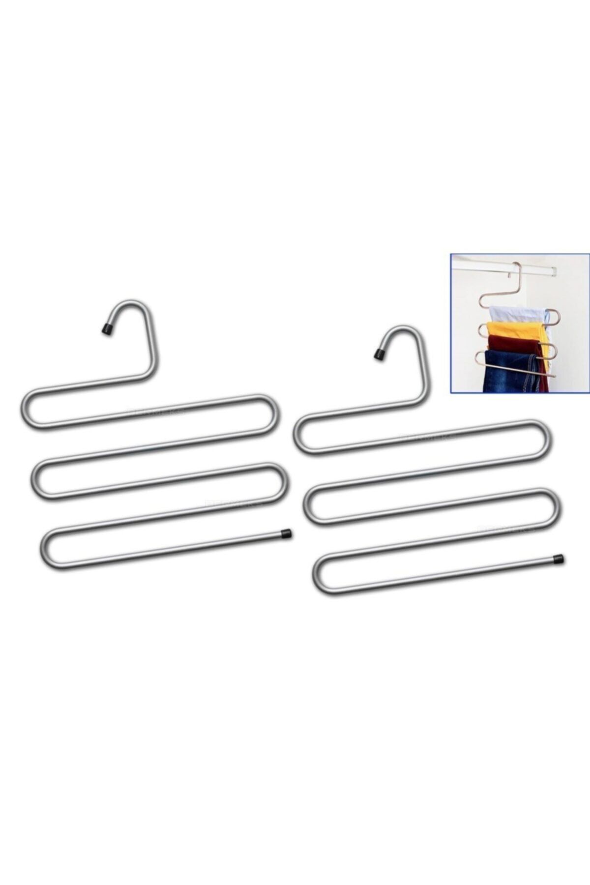 pazariz Pantolon Metal Kravat Eşarp Askısı 2li Set
