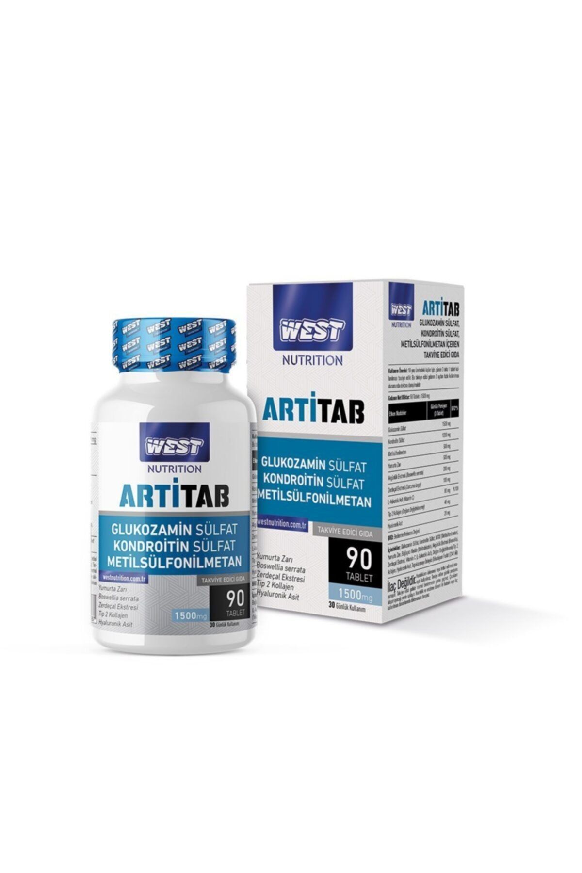 West Nutrition Artitab Glukozamin Sülfat - Kondroitin Sülfat - Msm - Hyaluronik Asit - Tip 2 Kollajen 90 Tablet