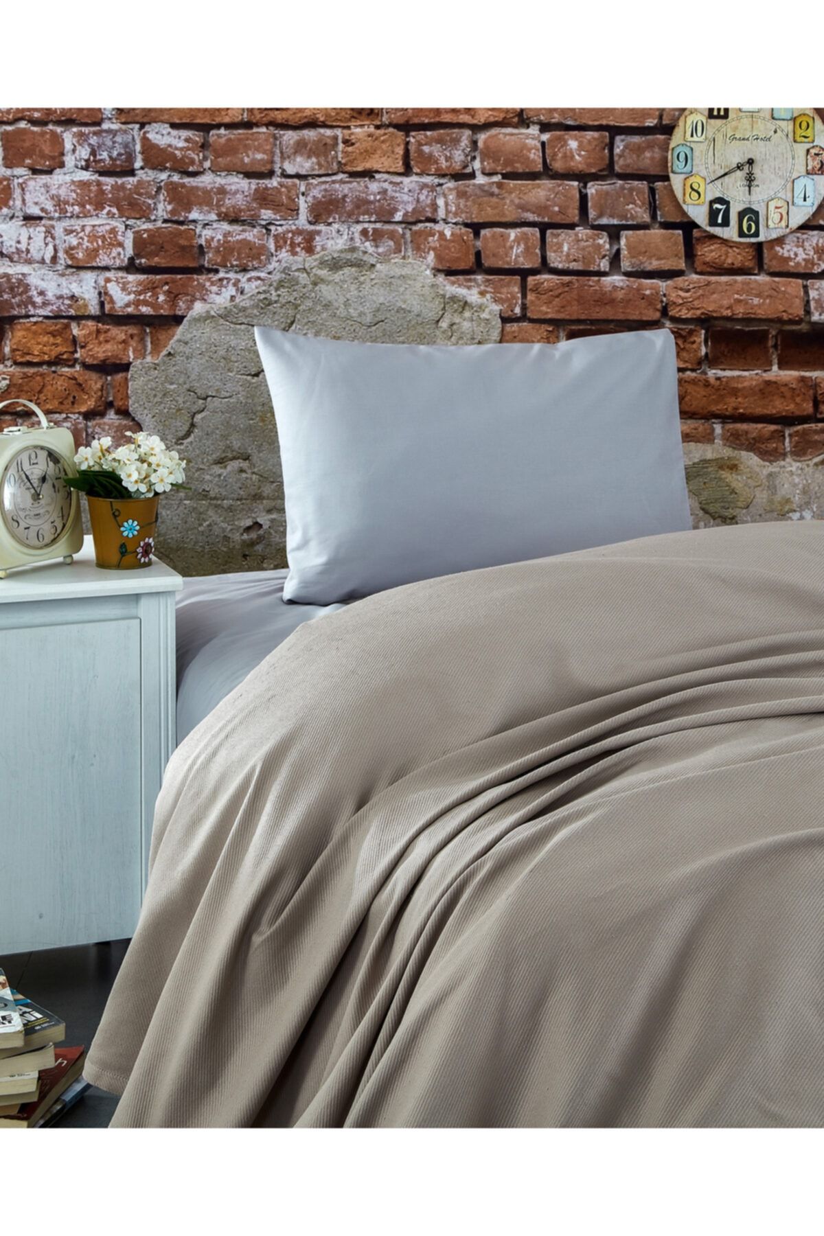 Komfort Home Tek Kişilik Ranforce %100 Pamuk Pike / S. Kahve