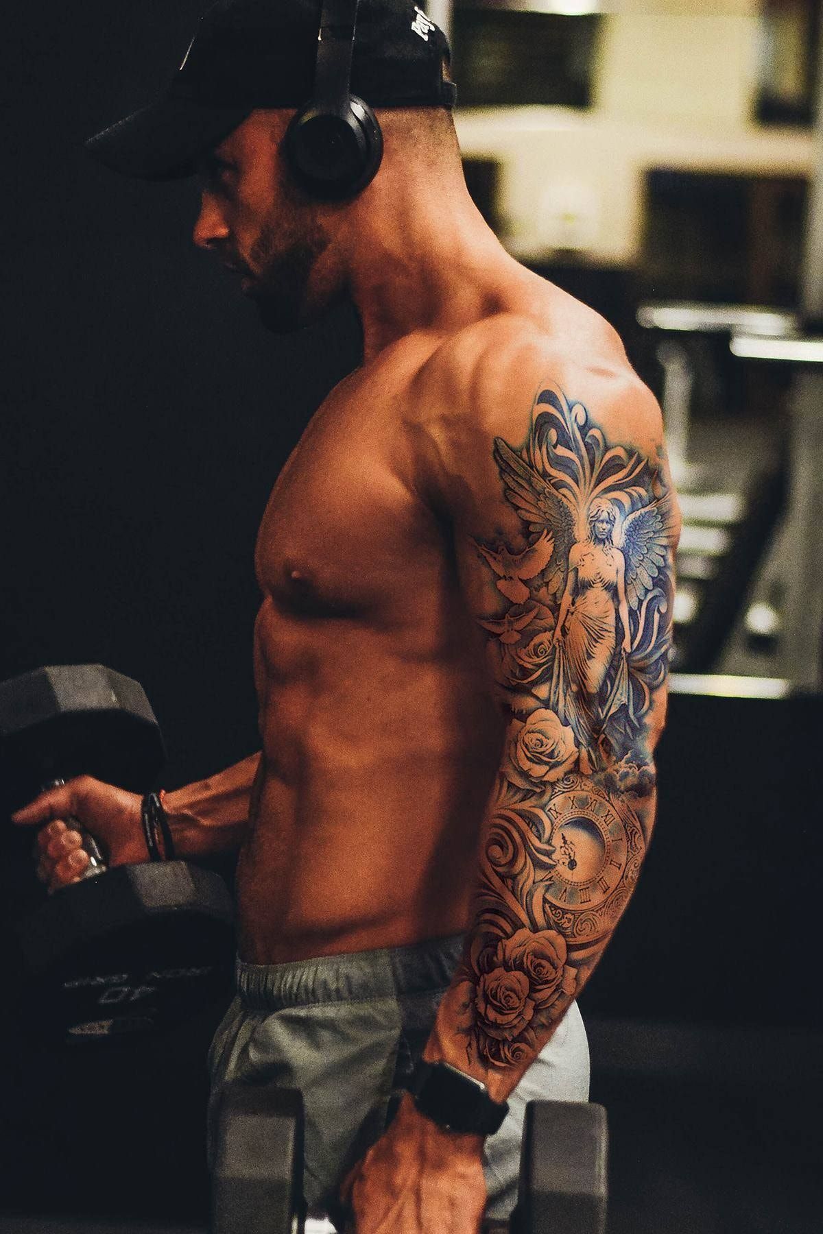 TAKIŞTIR Geçici Kanatlı Melek Ve Çiçek Kol Dövme Tattoo