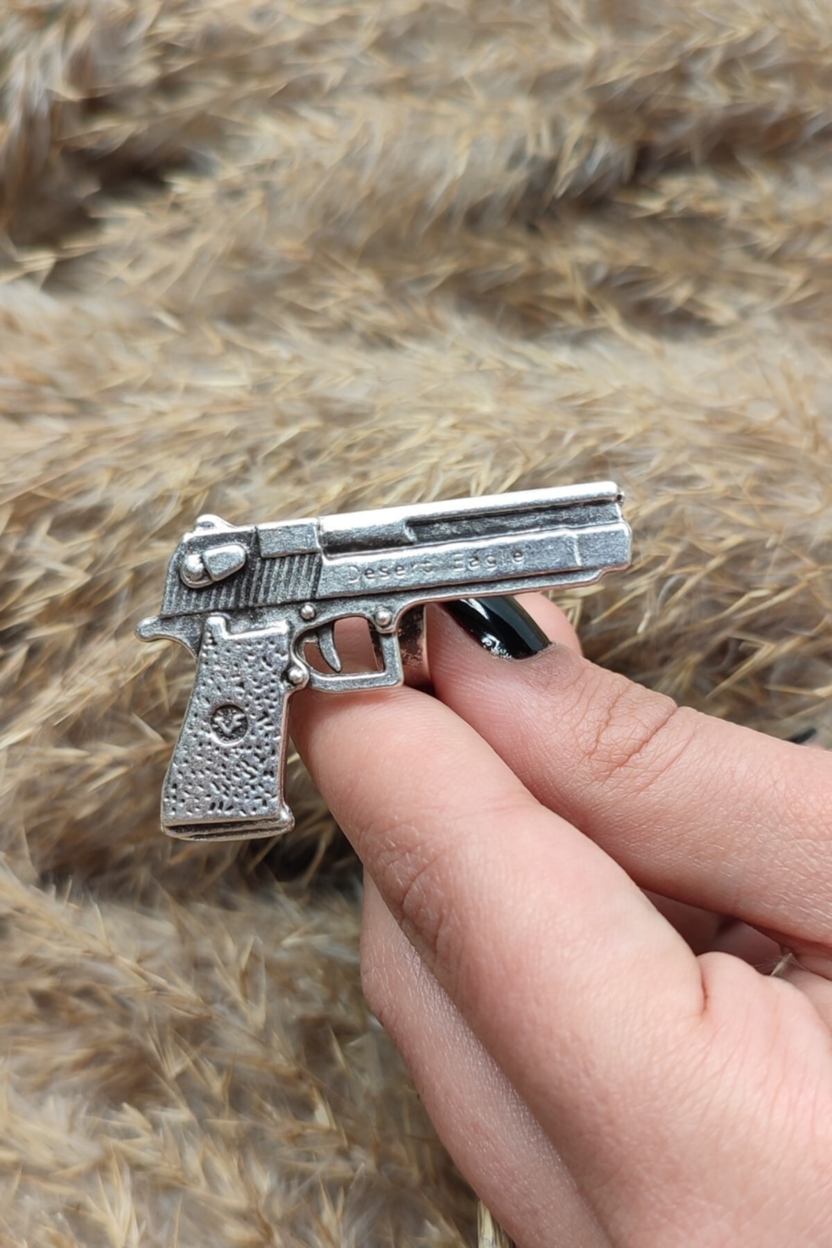 انگشتر تفنگ با روکش نقره حلقه تفنگ عتیقه عقاب صحرا