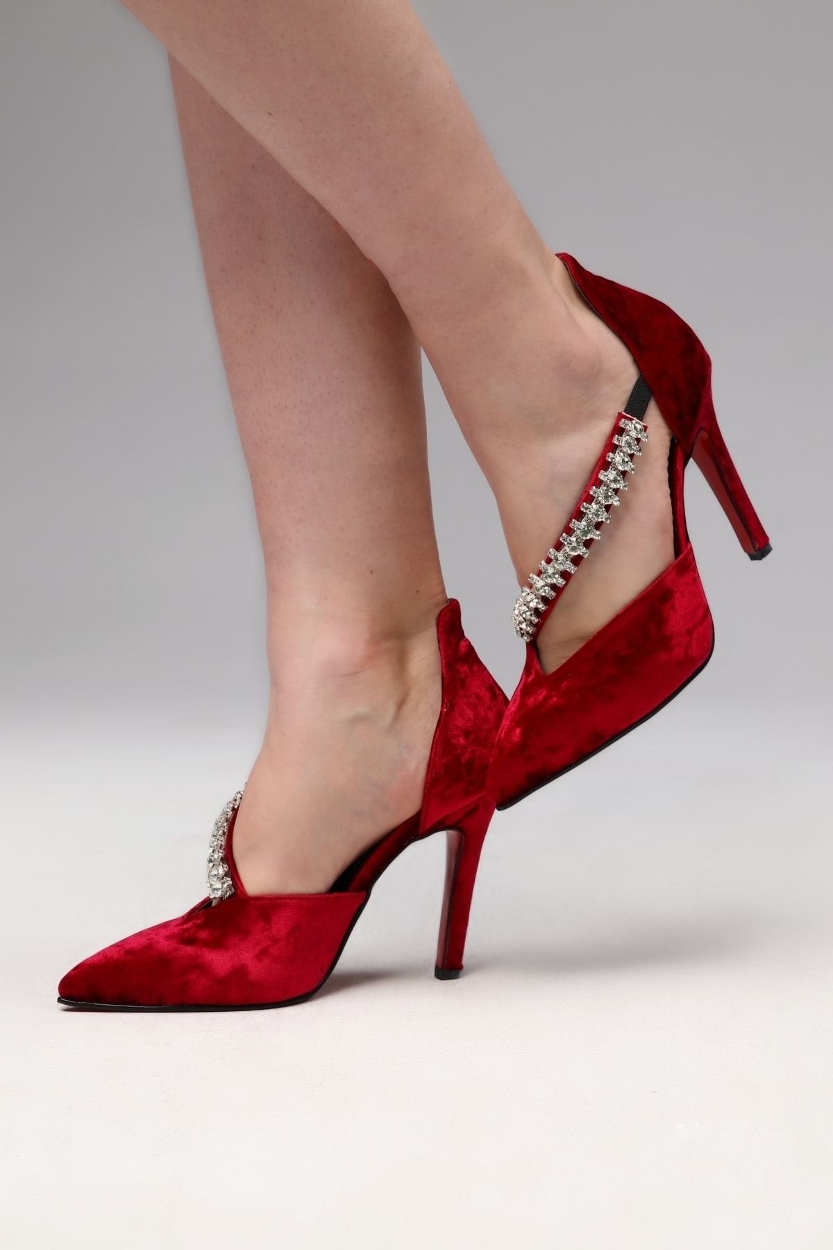 Red velvet stilettos outlet