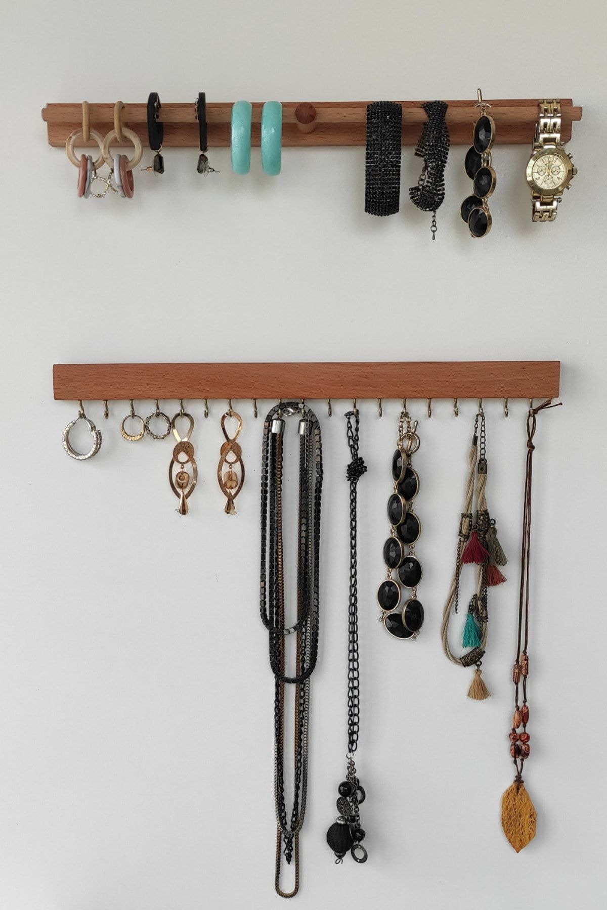 ULDEMART Wooden Jewelry Hanger Wall Mounted Jewelry Organizer