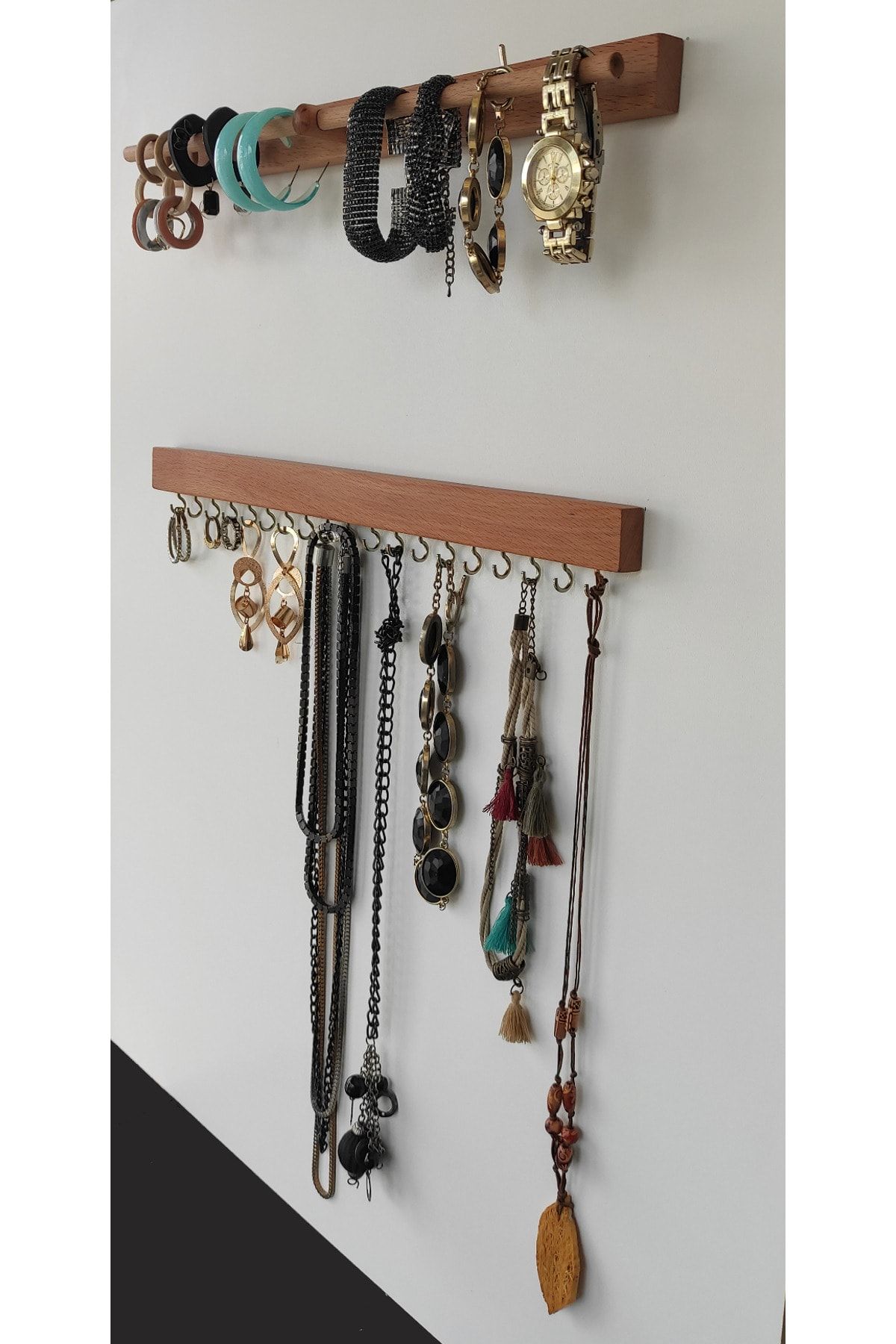 ULDEMART Wooden Jewelry Hanger Wall Mounted Jewelry Organizer