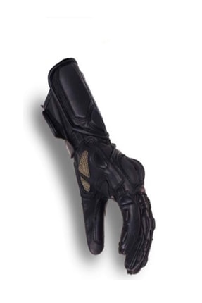 D2 UZUN SİYAH GERÇEK DERİ MOTOSİKLET ELDİVENİ Image 1