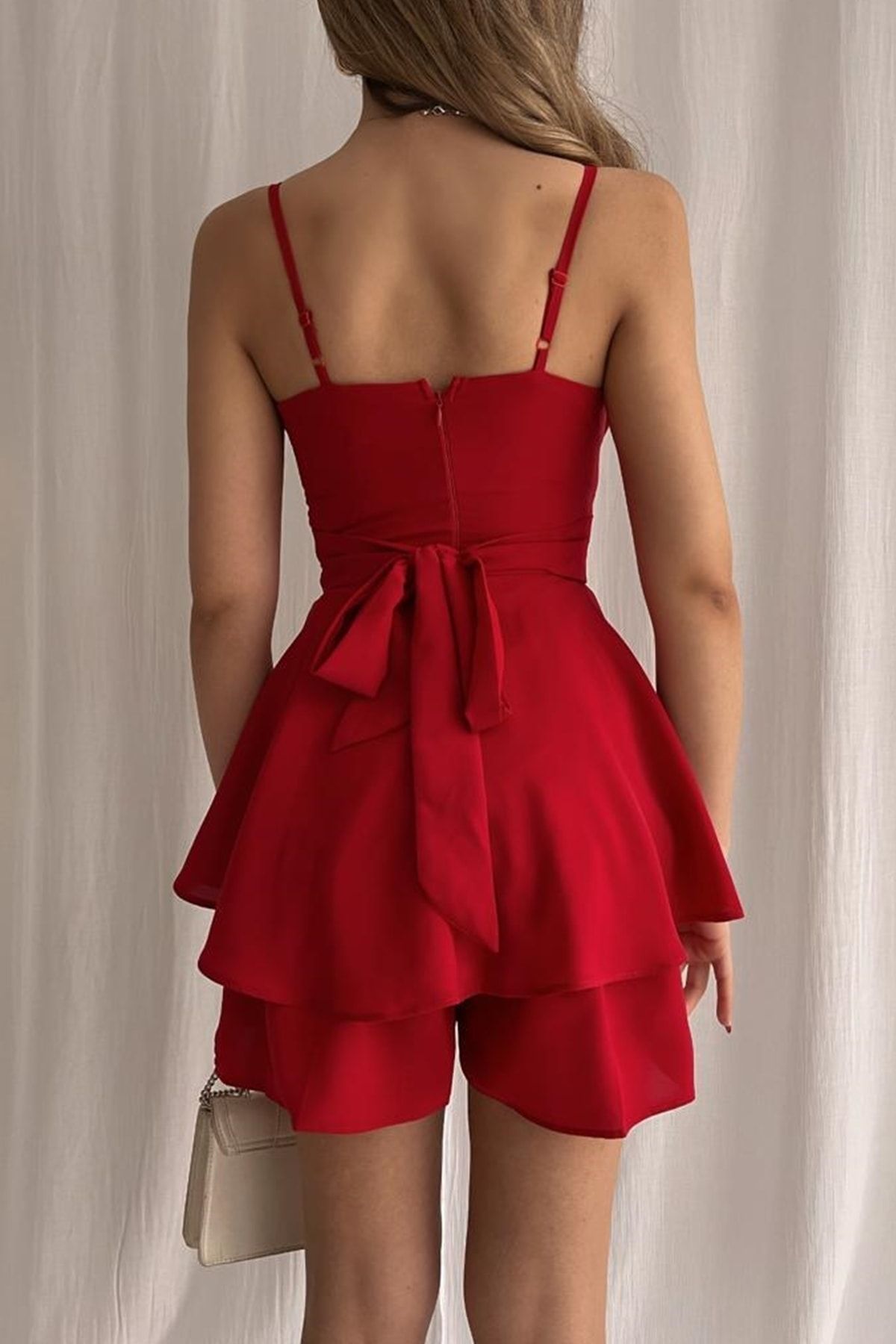 Short store red jumpsuit