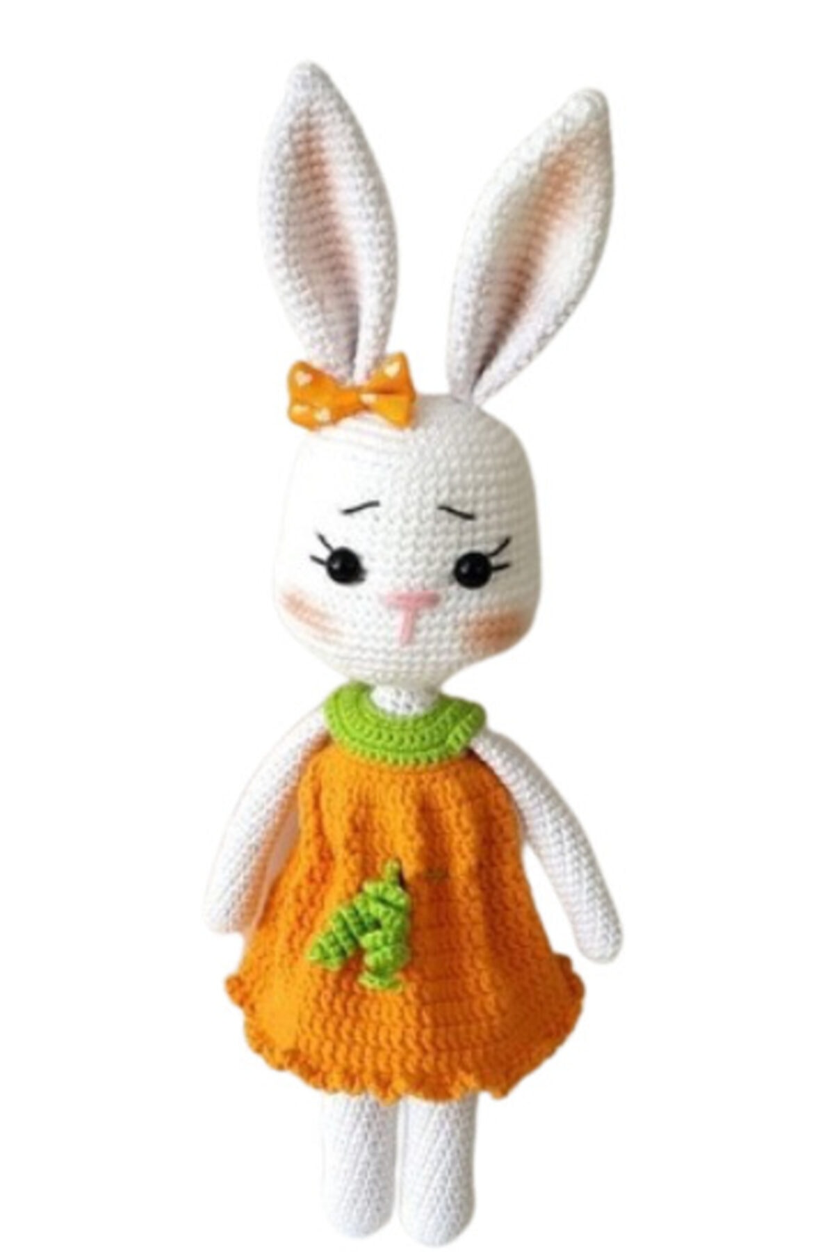 OYUNCAKPARK Havuç Elbiseli Keyifli Tavşan Amigurumi Organik Oyuncak
