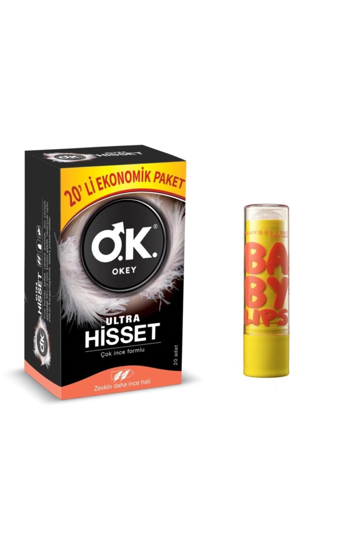 Okey Baby Lips Nemlendirici Dudak Balmı ve Ultra Hisset Prezervatif 20 Li