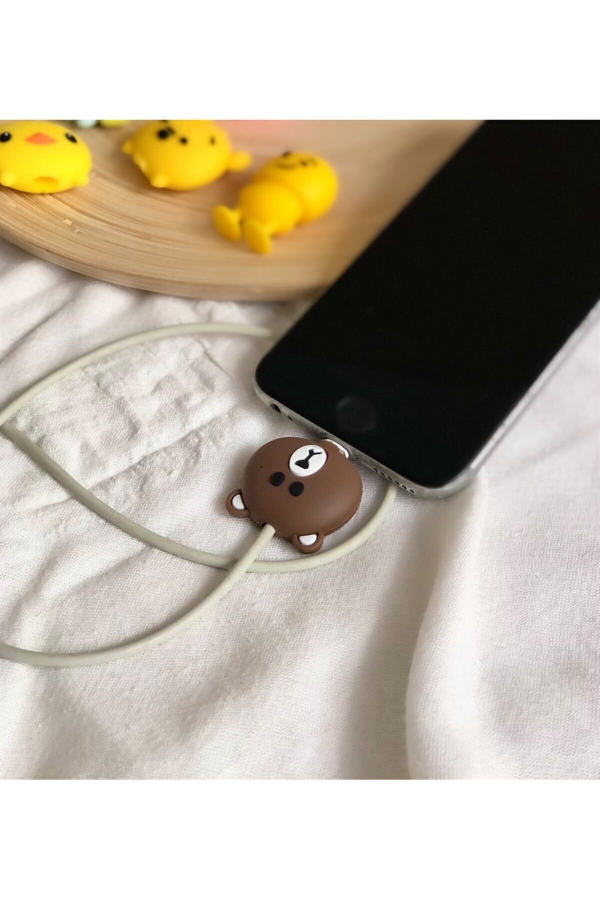 Gift Moda Sevimli Kablo Koruyucu Siyah Panda