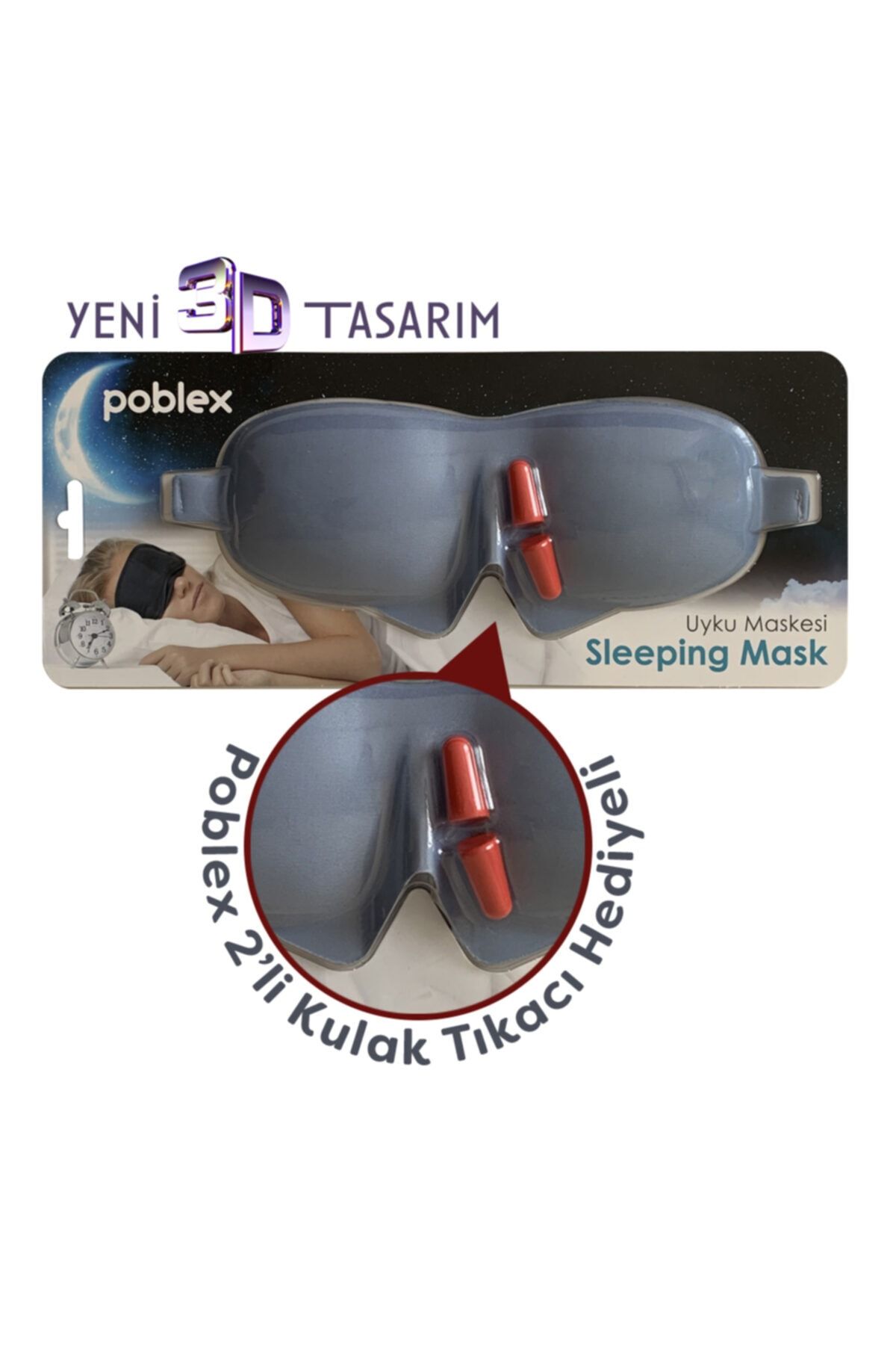 Poblex Uyku Maskesi 3d + Köpük Kulak Tıkacı