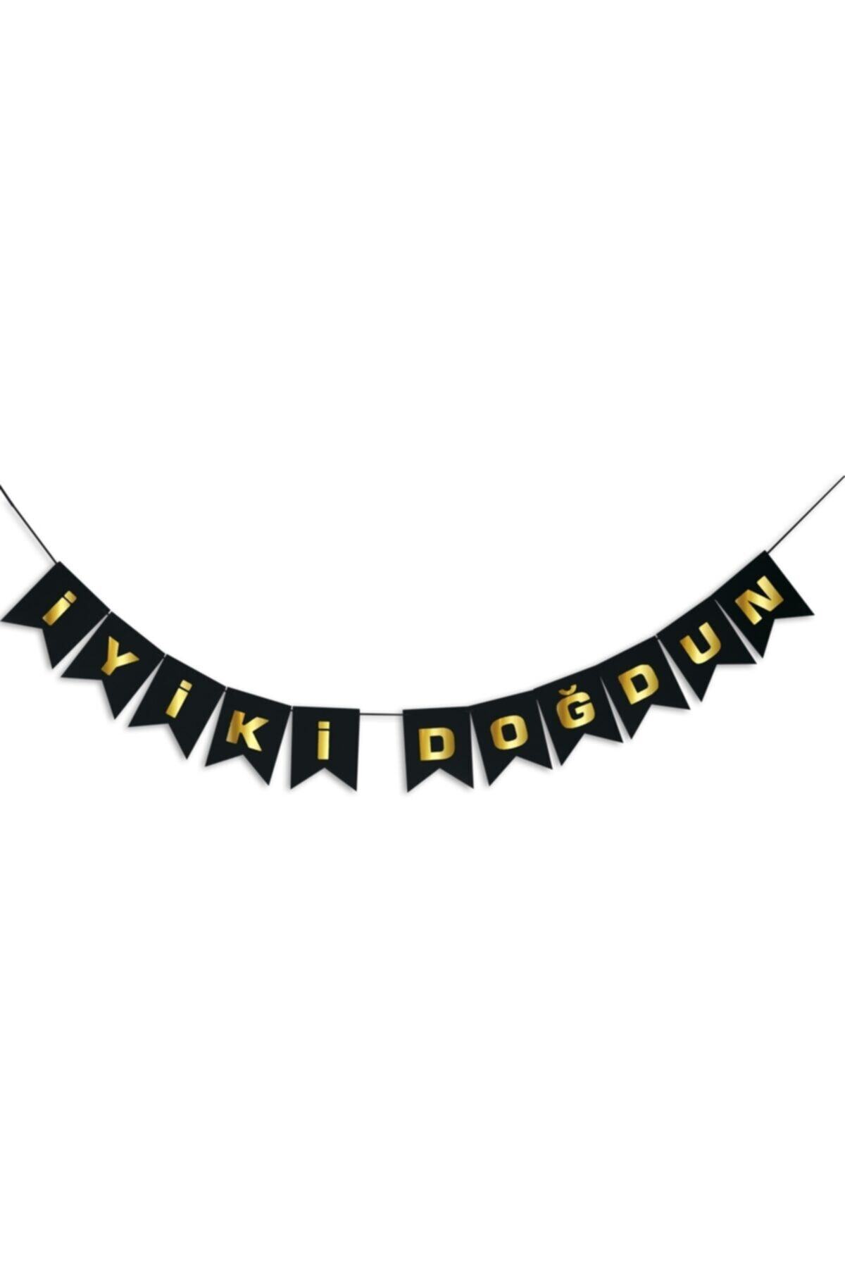 ÖFN Aksesuar Siyah Üstü Gold Yazılı Iyi Ki Doğdun Banner