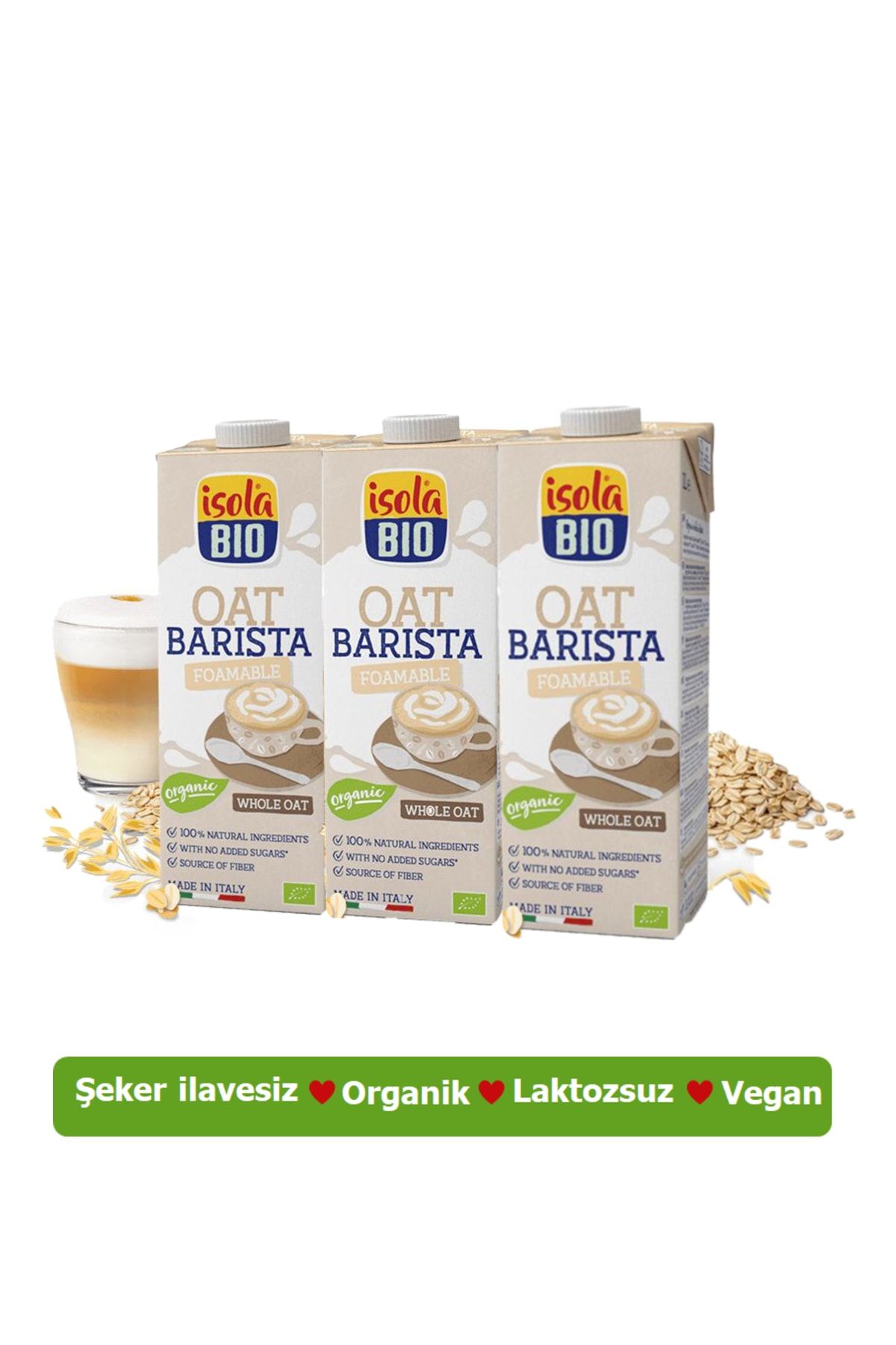 İsola Bio Organik Şeker Ilavesiz Tam Yulaf Içeceği 1000 Ml (3 Adet)