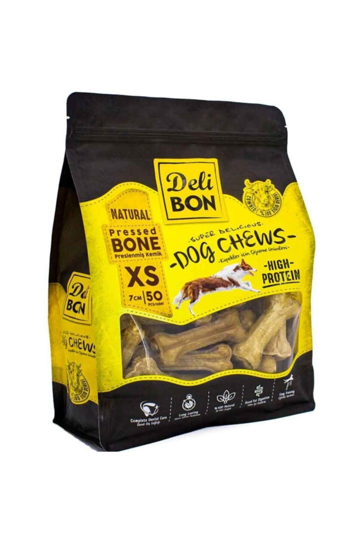 Delibon Deri Press Köpek Kemik 7cm Xs Boy 50 Li Paket Natural