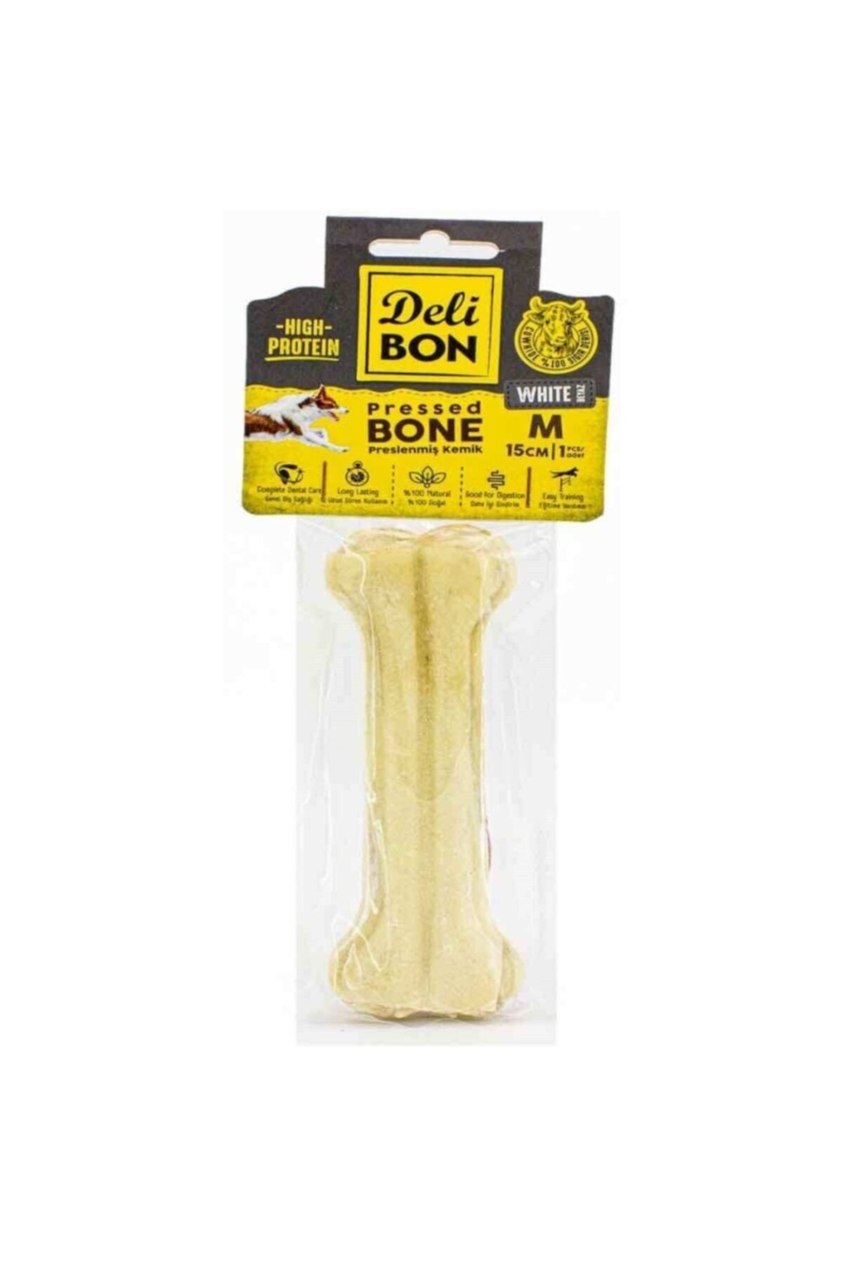 Delibon Deri Press Köpek Kemik 15 cm Beyaz 1 Ad