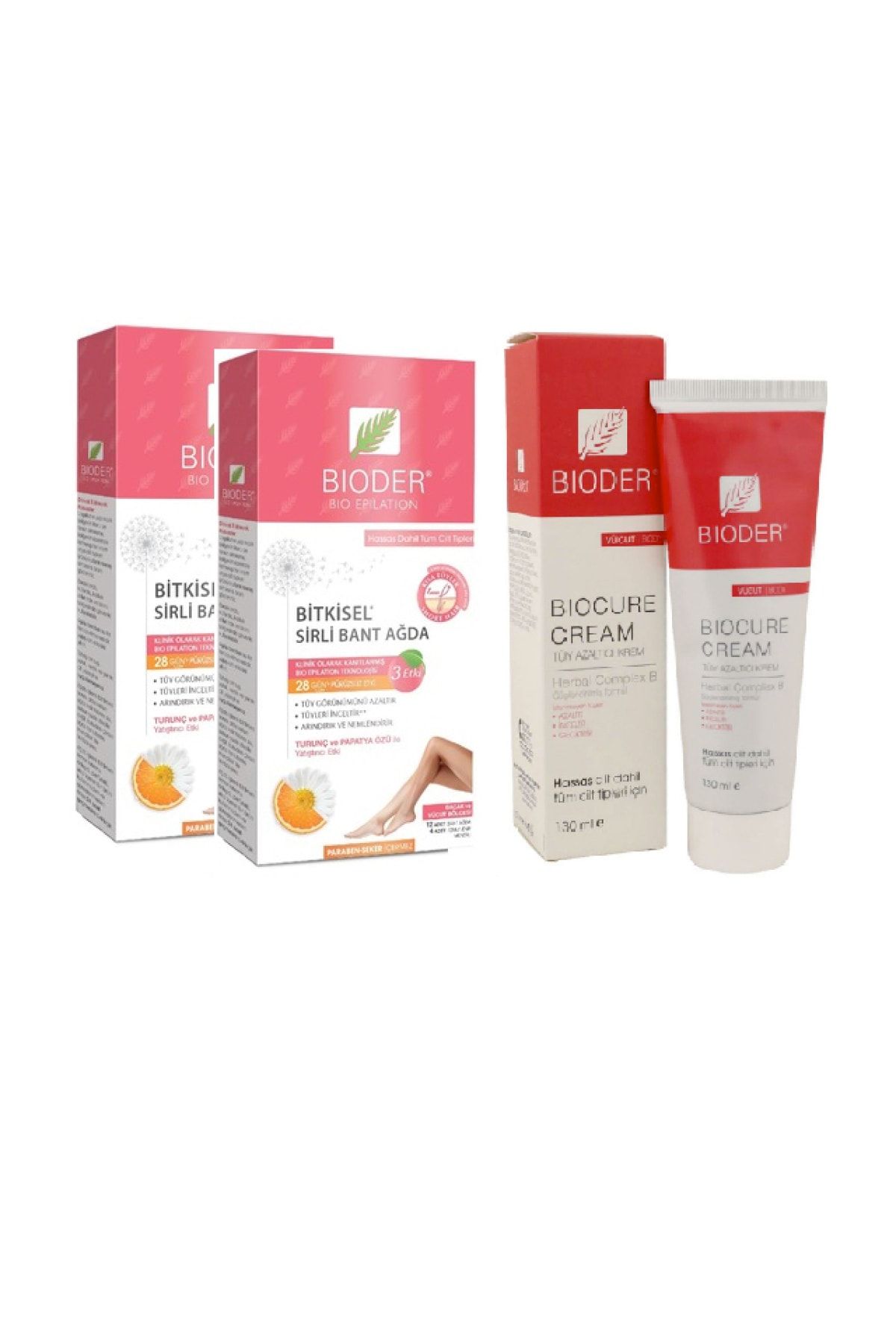 Bioder Tüy Azaltıcı 2'li Set-vücut Krem +tüy Azaltıcı Ağda Bandı 12x2 Adet