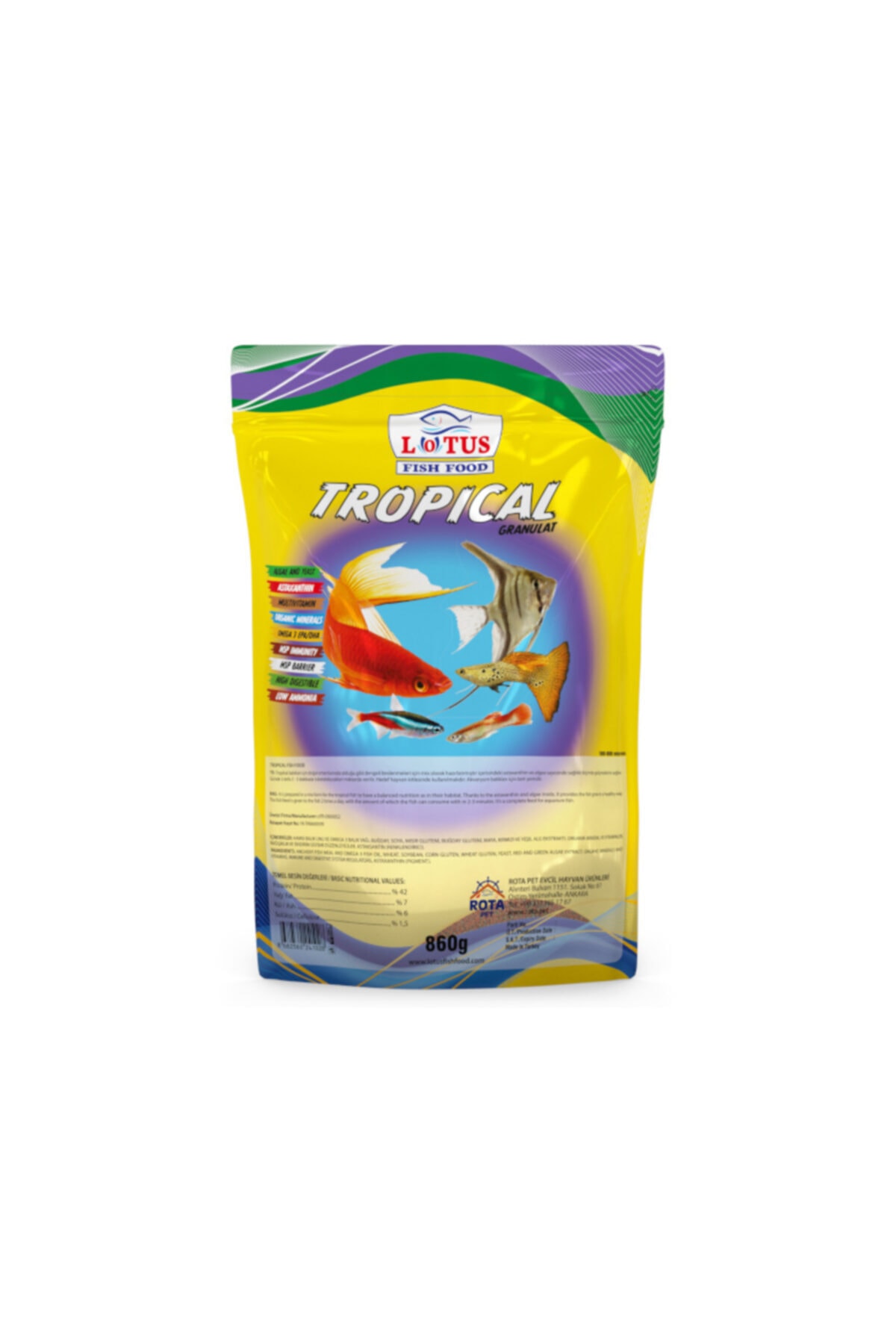 Lotus Tropical Granulat Mix Karışık Lepistes Moli Tetra Kılıç Balık Yemi 1 Kg